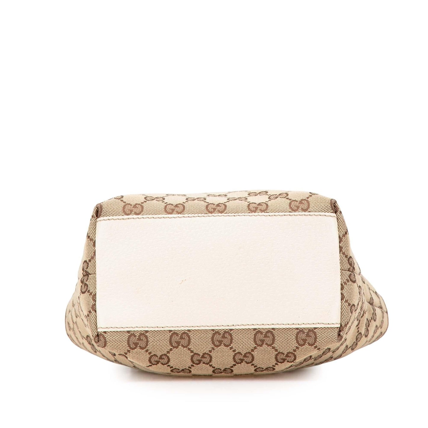 Gucci GG Charmy Canvas Calf White Brown Tote Bag