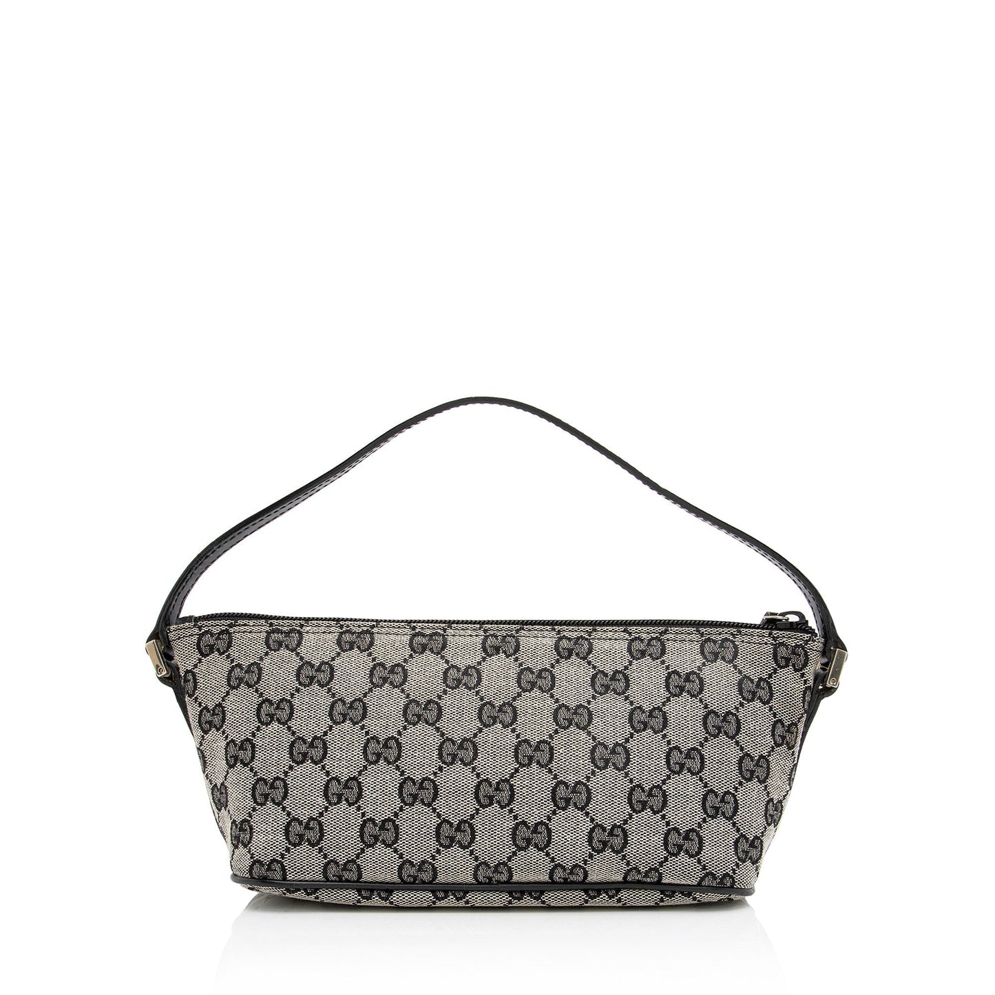 Gucci GG Classic Pochette SHF Leather Canvas Black White Clutch Bag