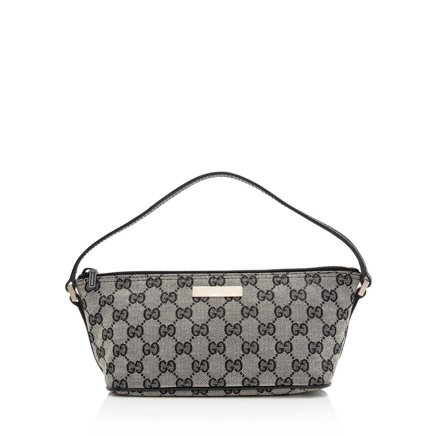 Gucci GG Classic Pochette SHF Leather Canvas Black White Clutch Bag