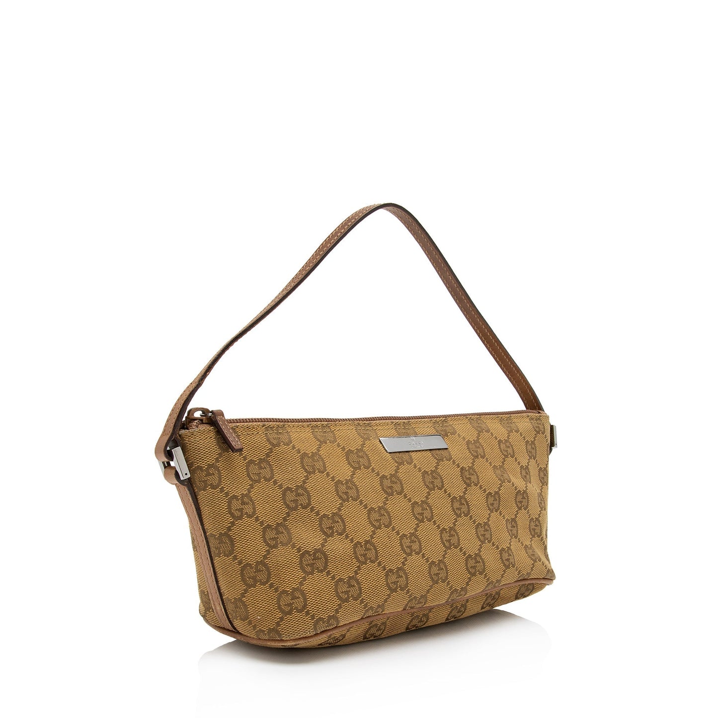 Gucci GG Classic Pochette SHF-3v5l8V Leather Canvas Brown Beige Clutch Bag