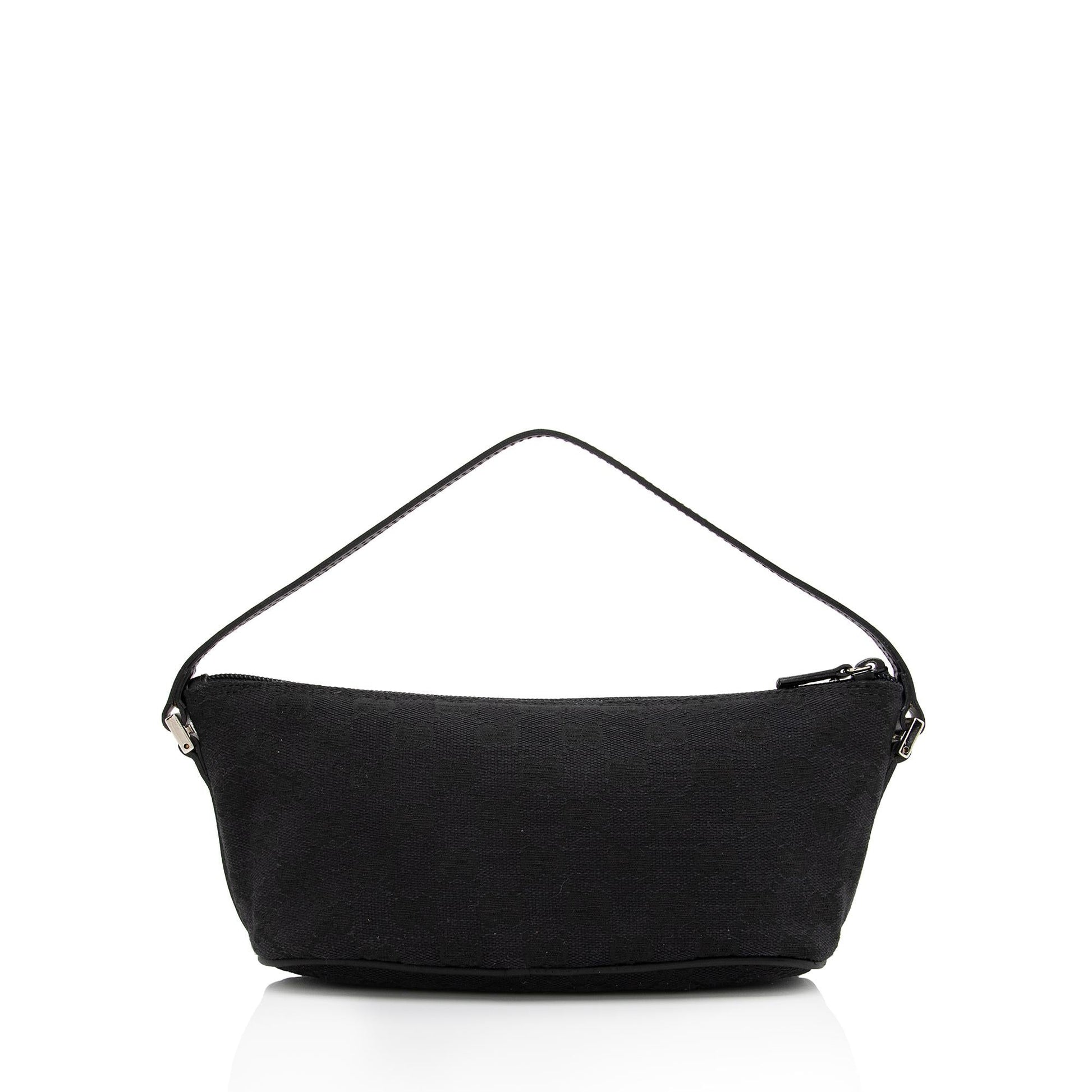 Gucci GG Classic Pochette SHF-cCuOk2 Leather Canvas Black Clutch Bag