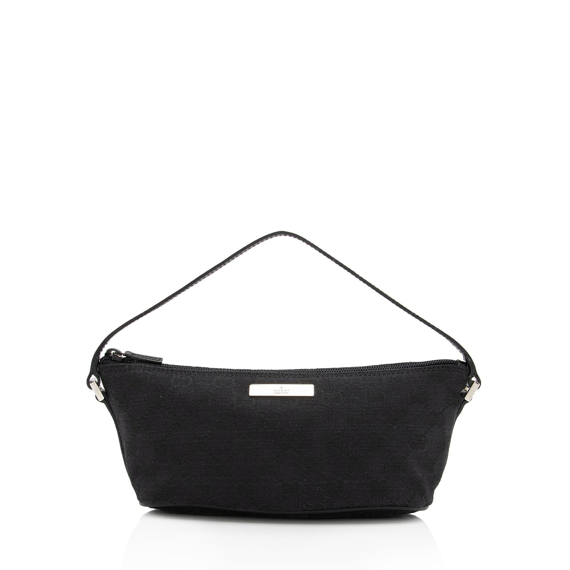 Gucci GG Classic Pochette SHF-cCuOk2 Leather Canvas Black Clutch Bag