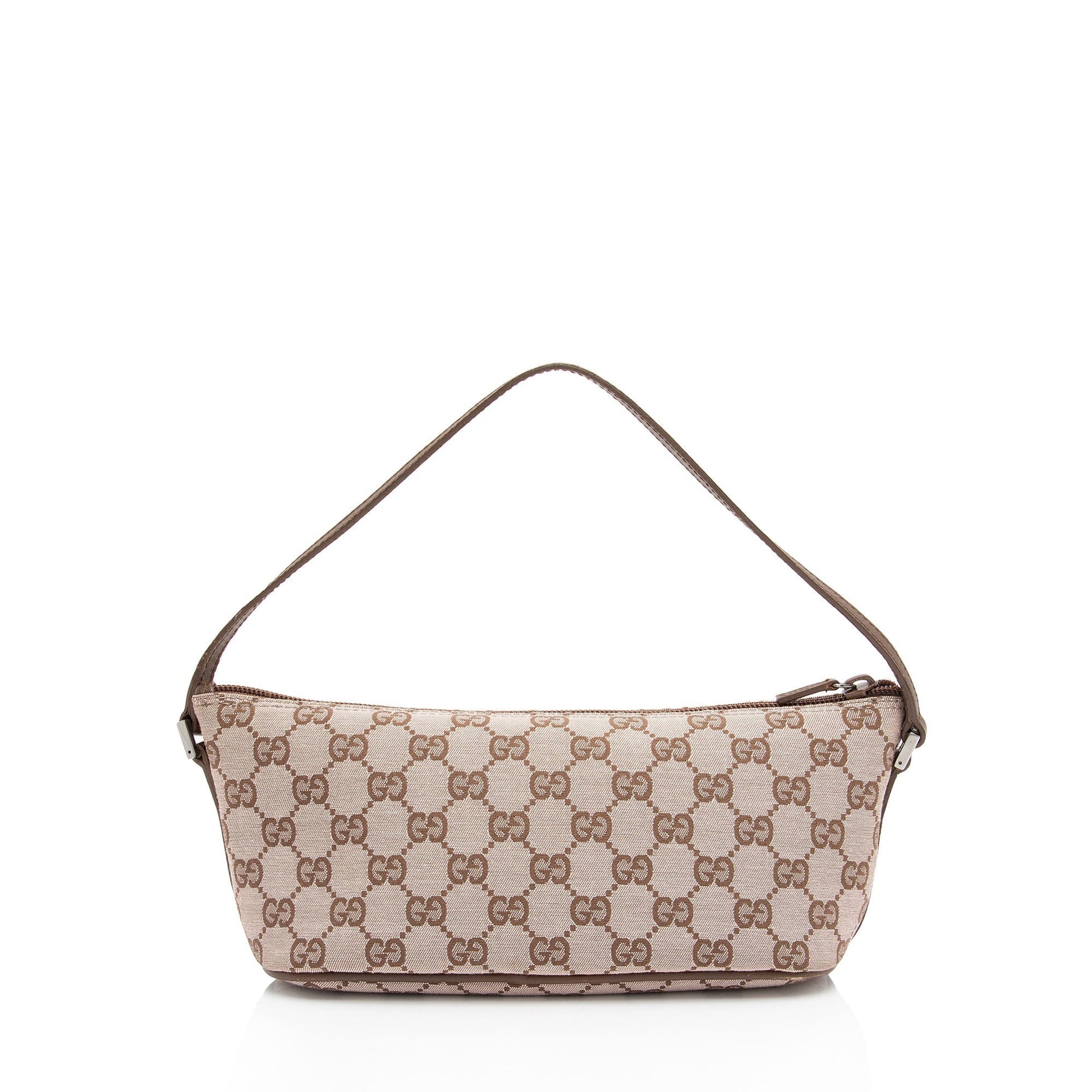 Gucci GG Classic Pochette SHF-yWvmJf Leather Canvas Brown Beige Clutch Bag