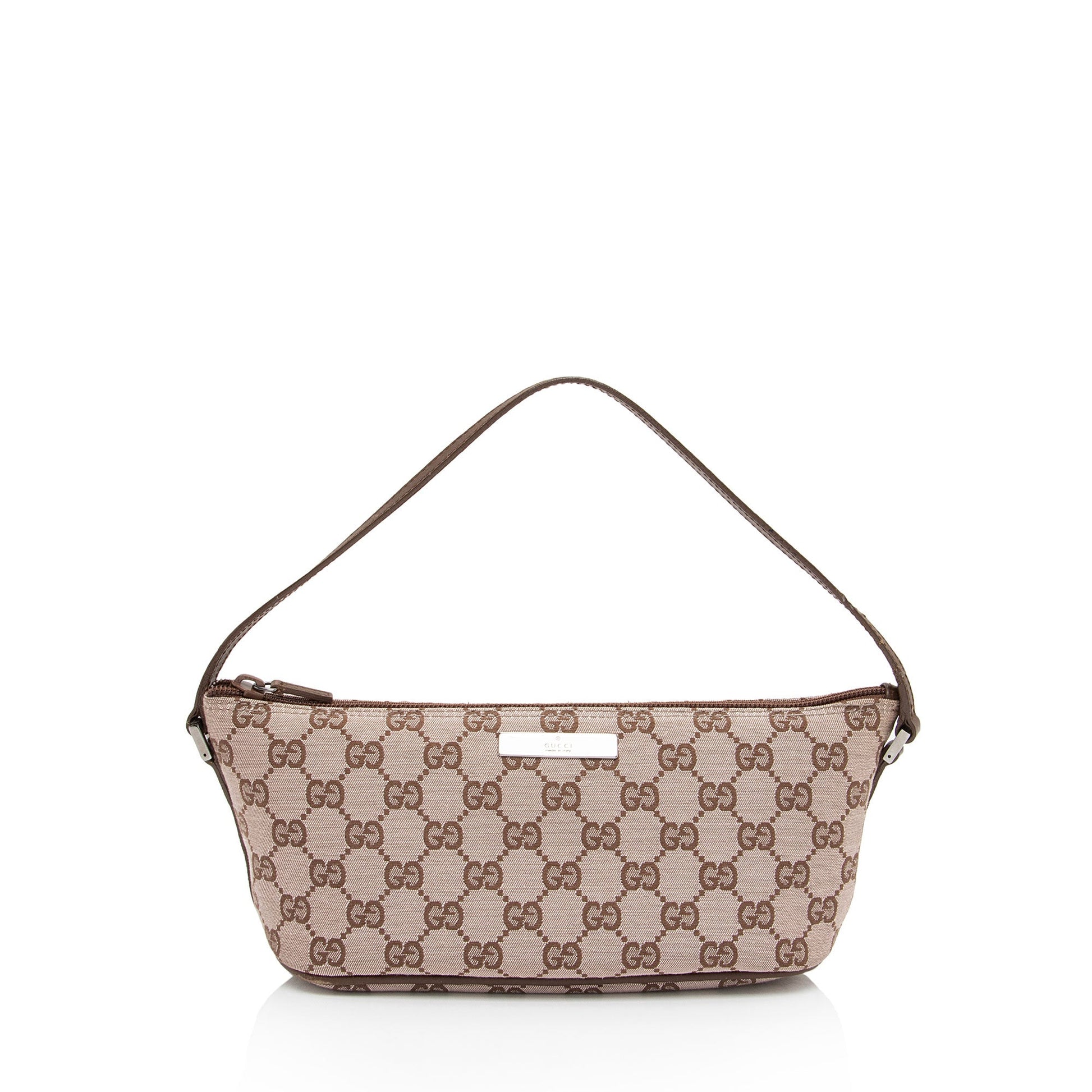Gucci GG Classic Pochette SHF-yWvmJf Leather Canvas Brown Beige Clutch Bag