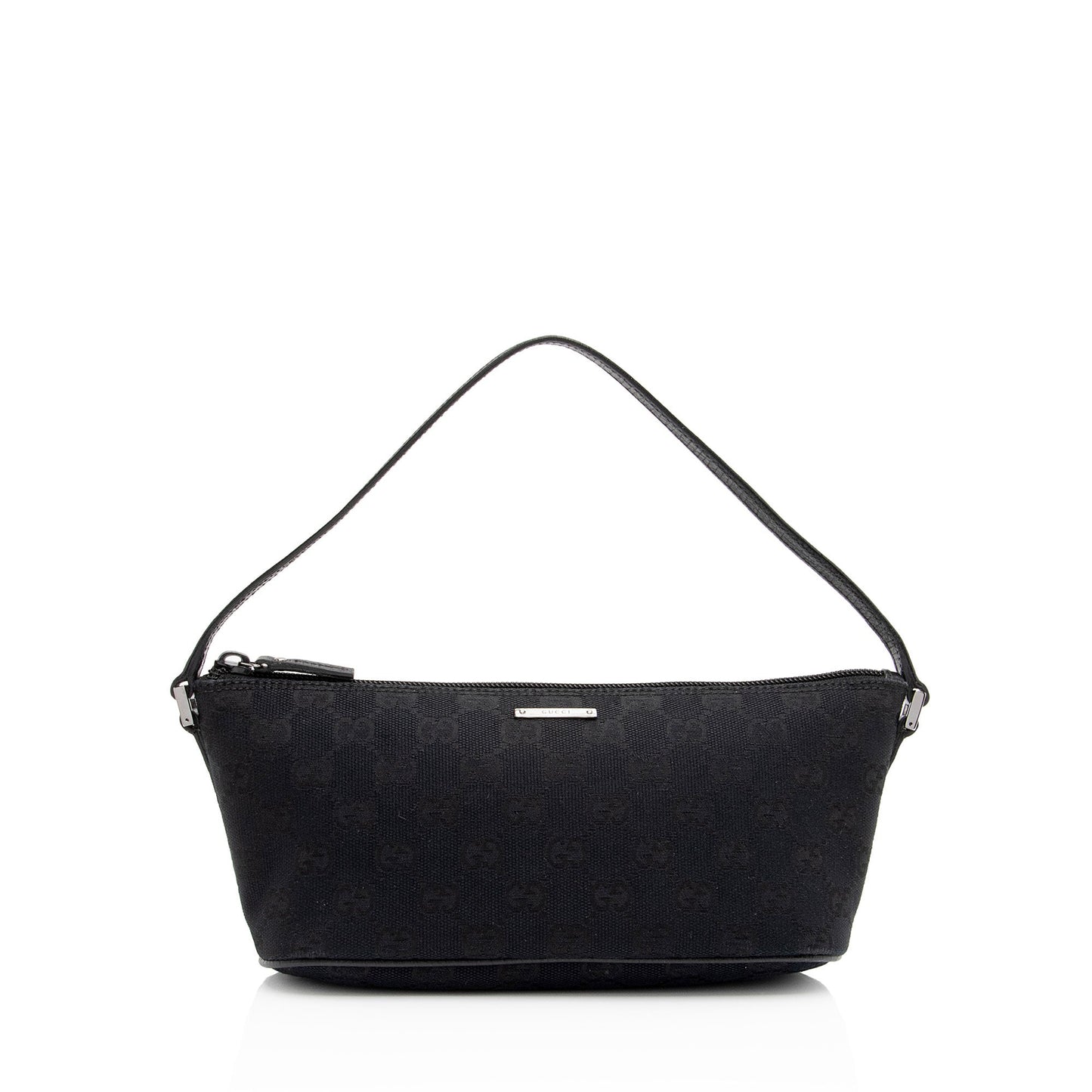 Gucci GG Classic Pochette SHF-8YZvvs Leather Canvas Black Clutch Bag