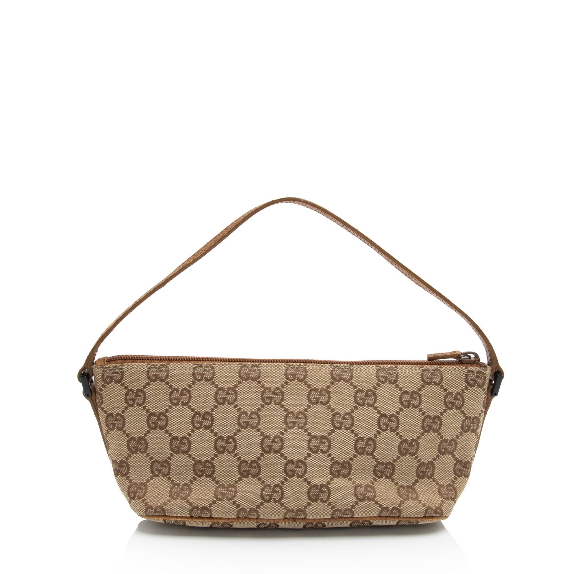 Gucci GG Classic Pochette SHF-HgP2iI Leather Canvas Brown Beige Clutch Bag
