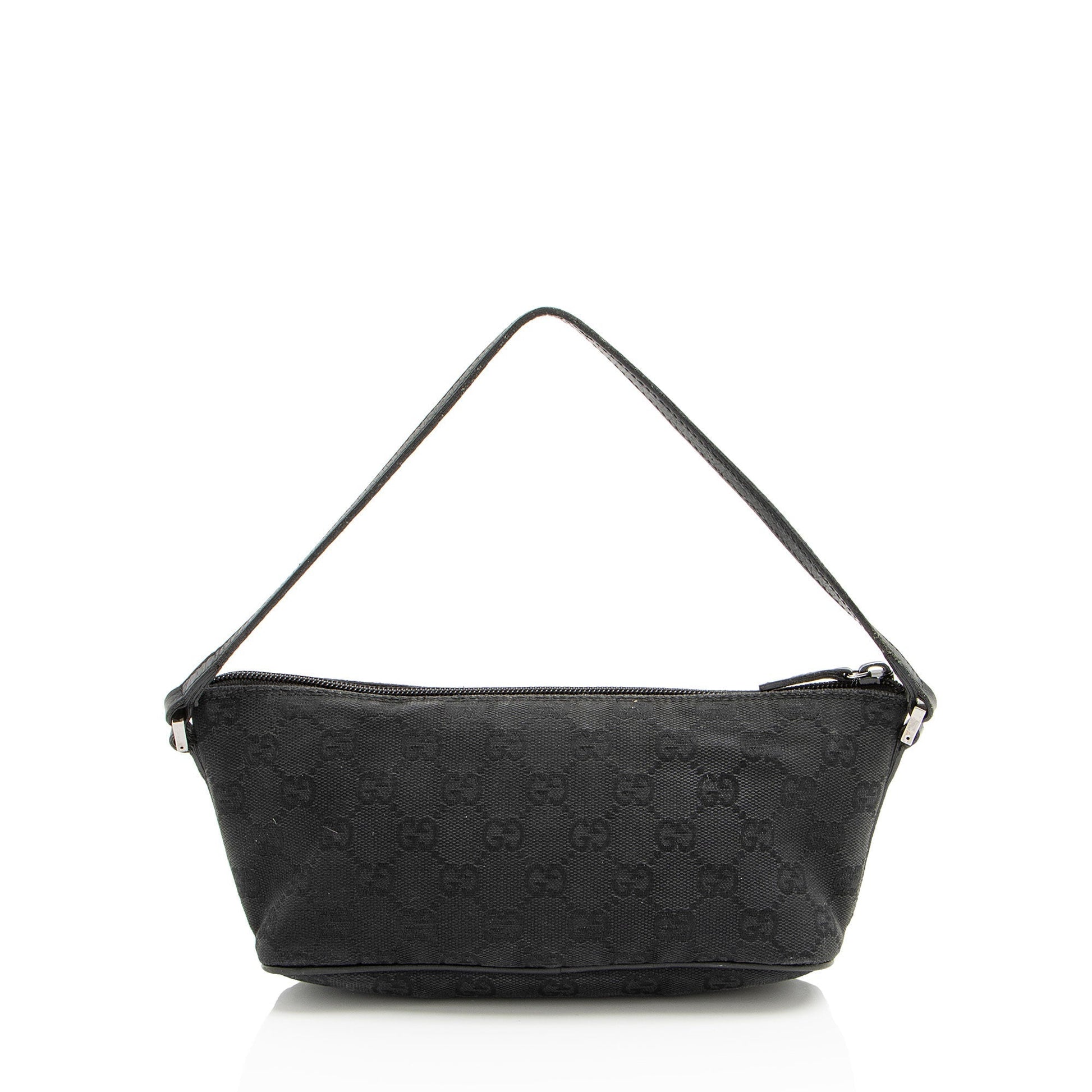 Gucci GG Classic Pochette Leather Canvas Black Handbag