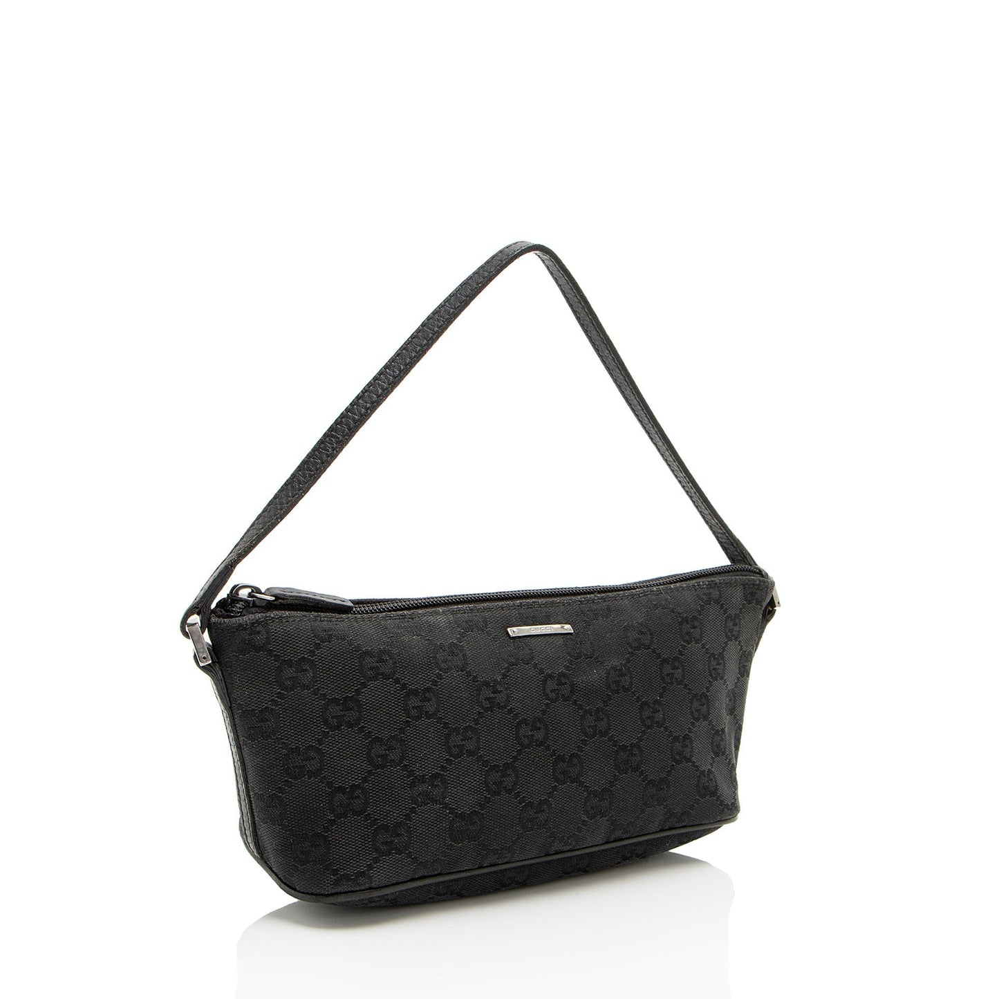 Gucci GG Classic Pochette Leather Canvas Black Handbag