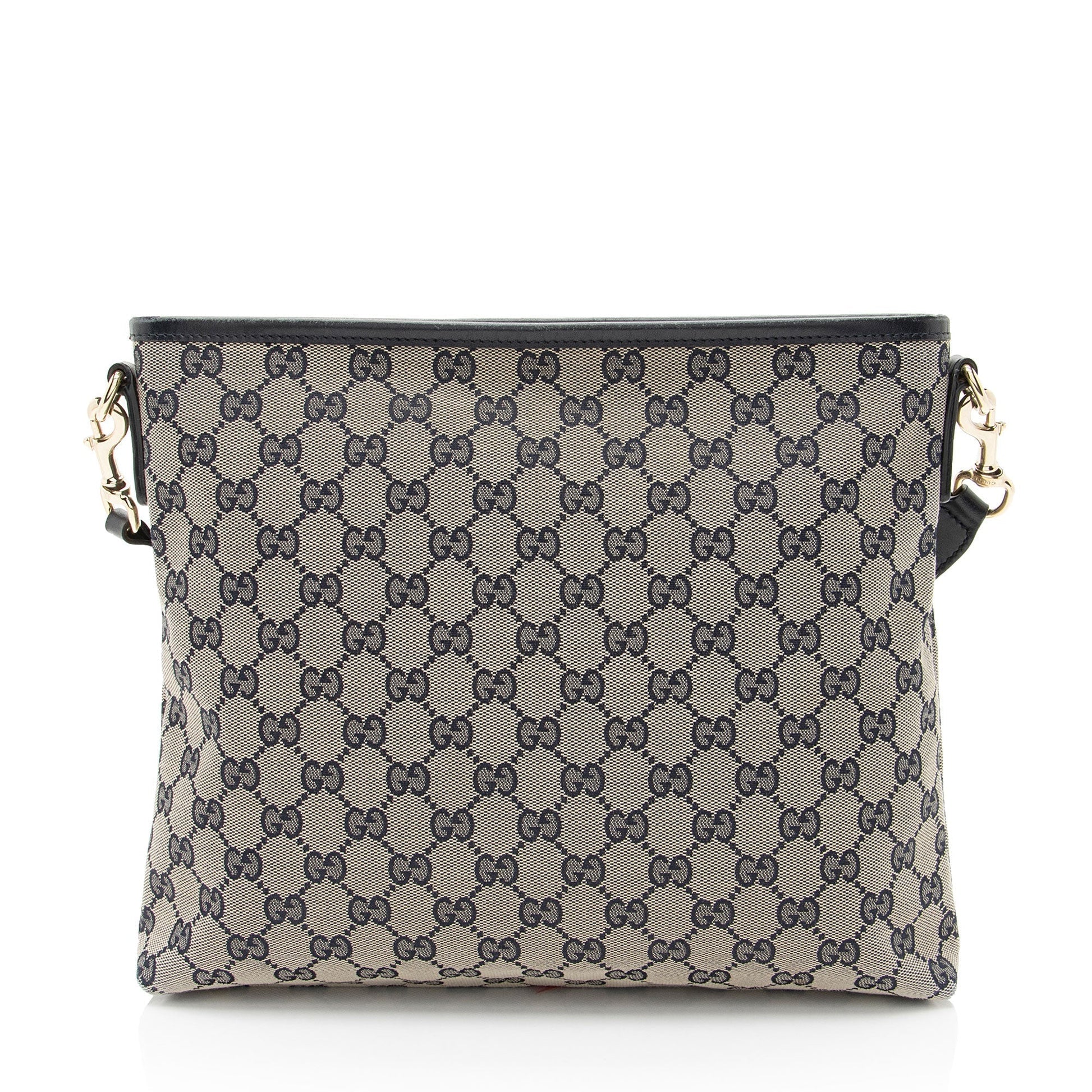 Gucci GG Classic Web Messenger Leather Canvas Nylon Beige Shoulder Bag