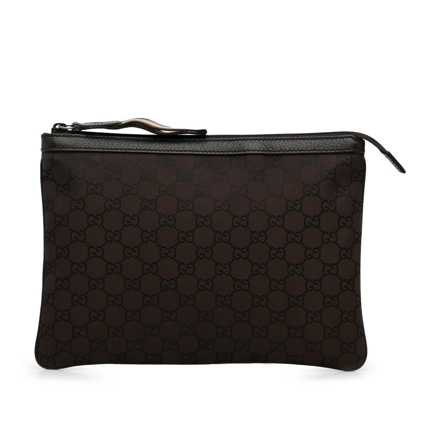 Gucci GG SHG-NZQrZr Canvas Calf Brown Clutch Bag