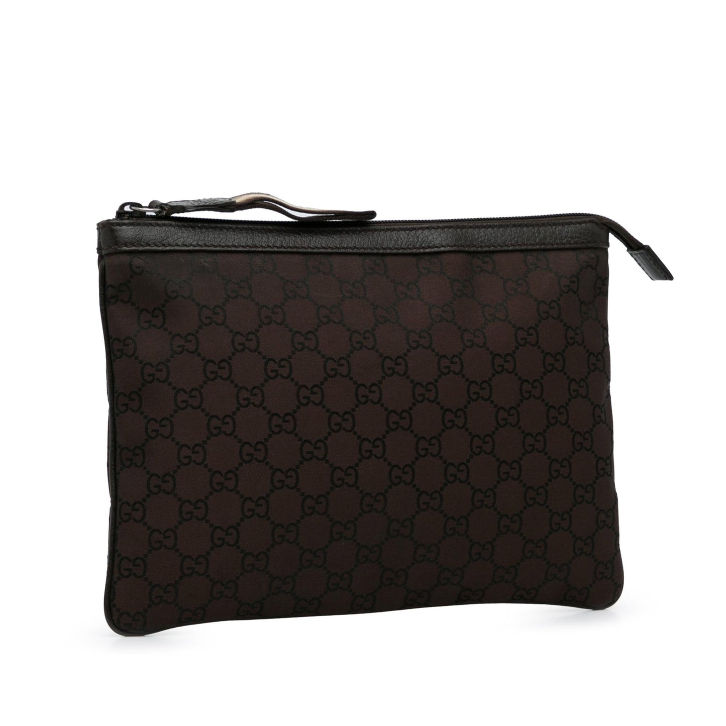 Gucci GG SHG-NZQrZr Canvas Calf Brown Clutch Bag