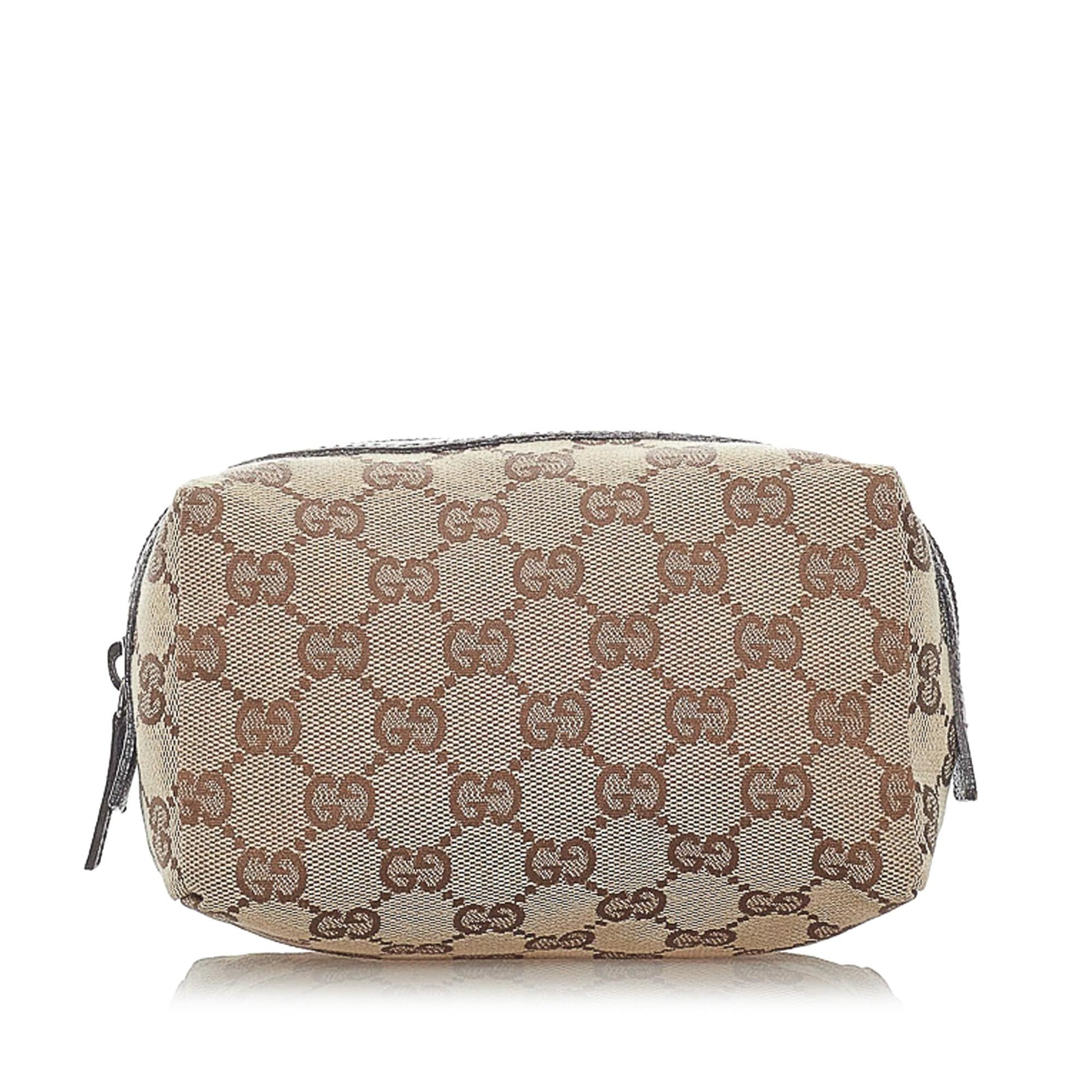 Gucci GG Cosmetic Pouch SHG Canvas Brown Handbag