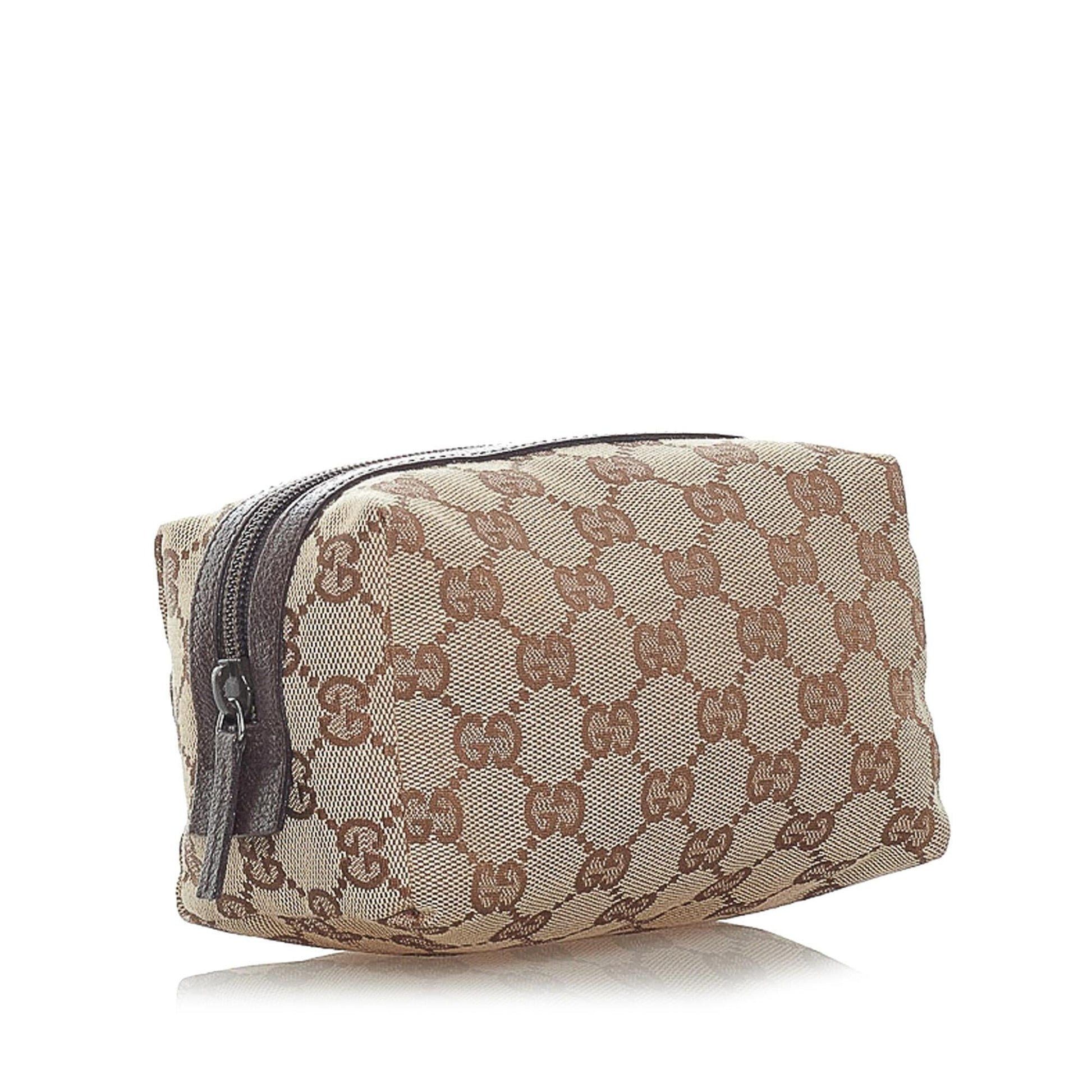Gucci GG Cosmetic Pouch SHG Canvas Brown Handbag