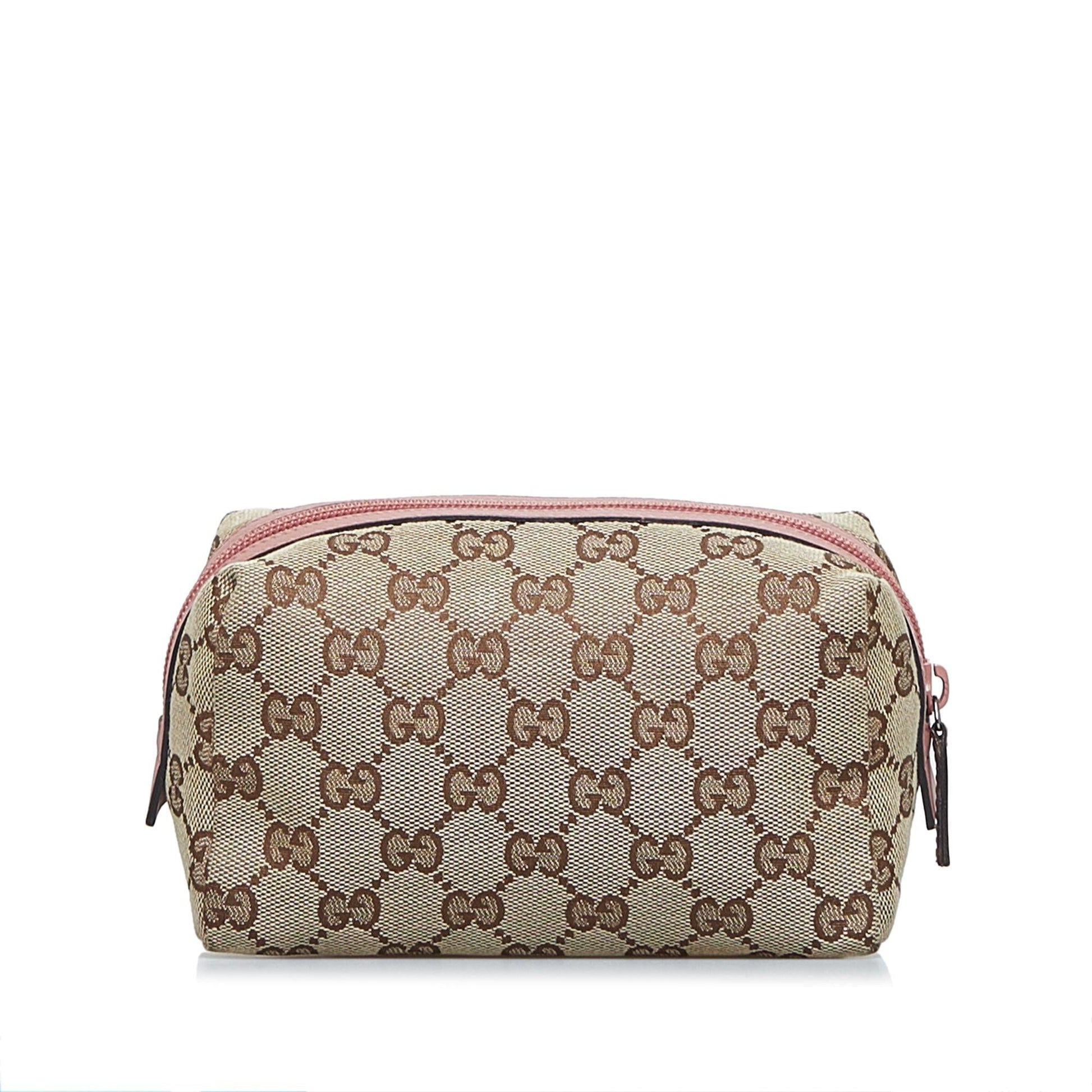 Gucci GG Cosmetic Pouch SHG-naEElv Canvas Brown Handbag