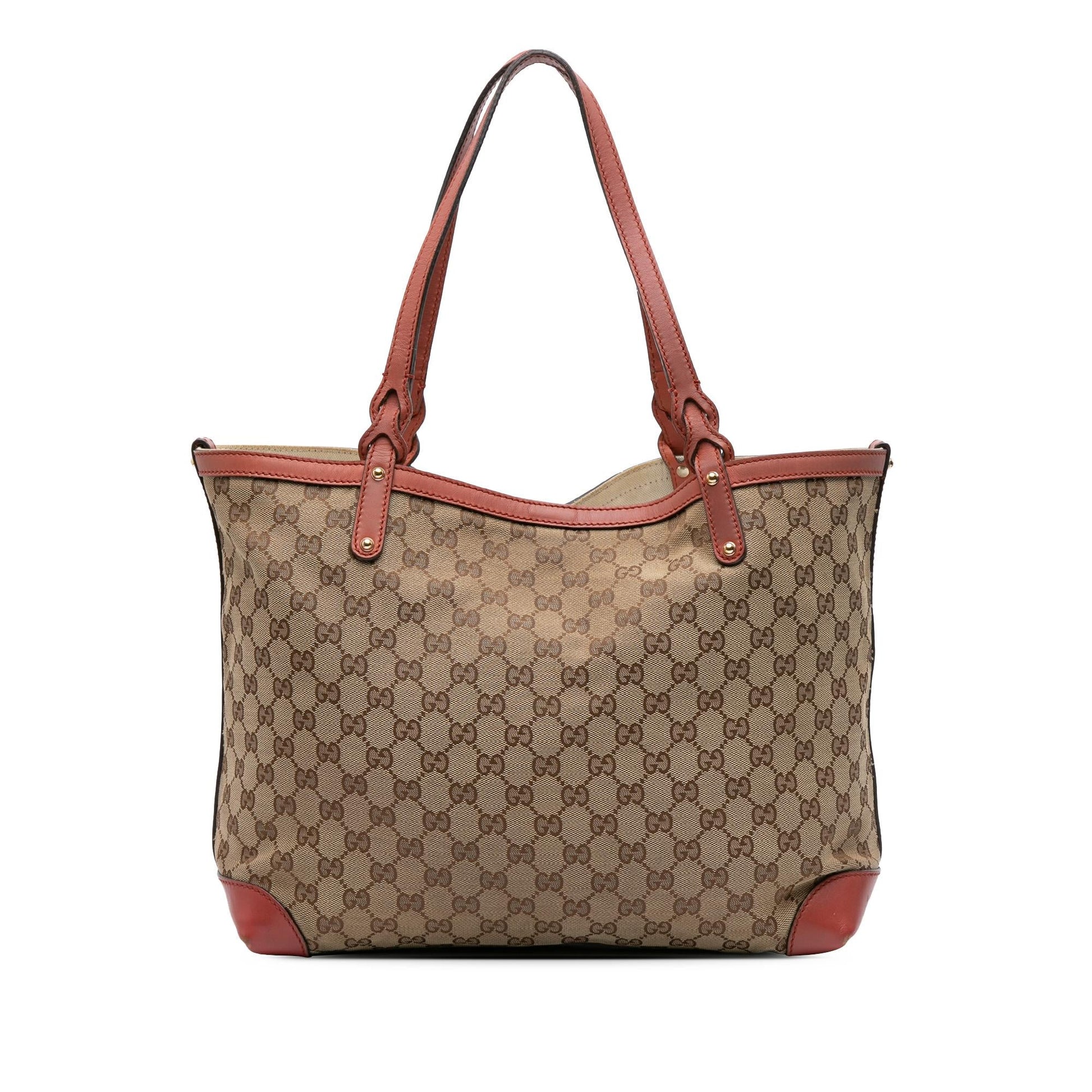 Gucci GG Craft Canvas Calf Brown Tote Bag