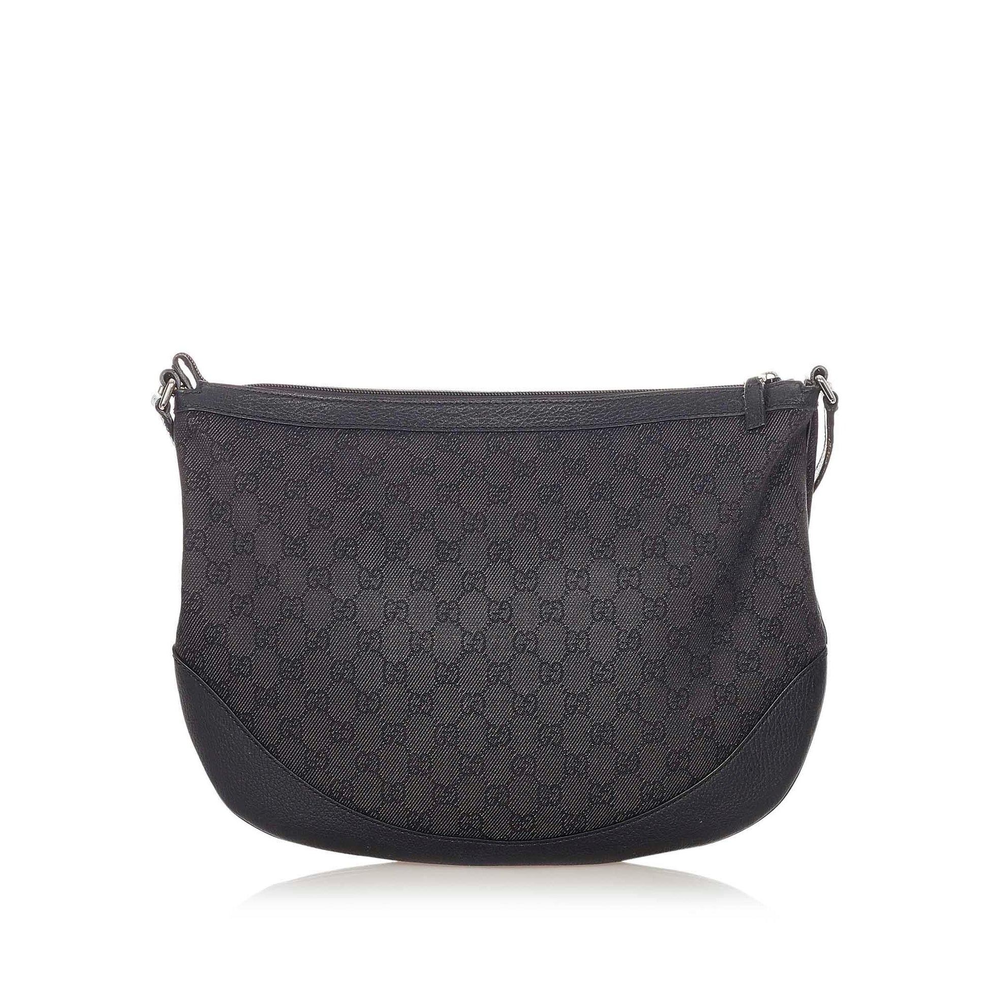 Gucci GG SHG Canvas Black Brown Crossbody Bag Bag Shg