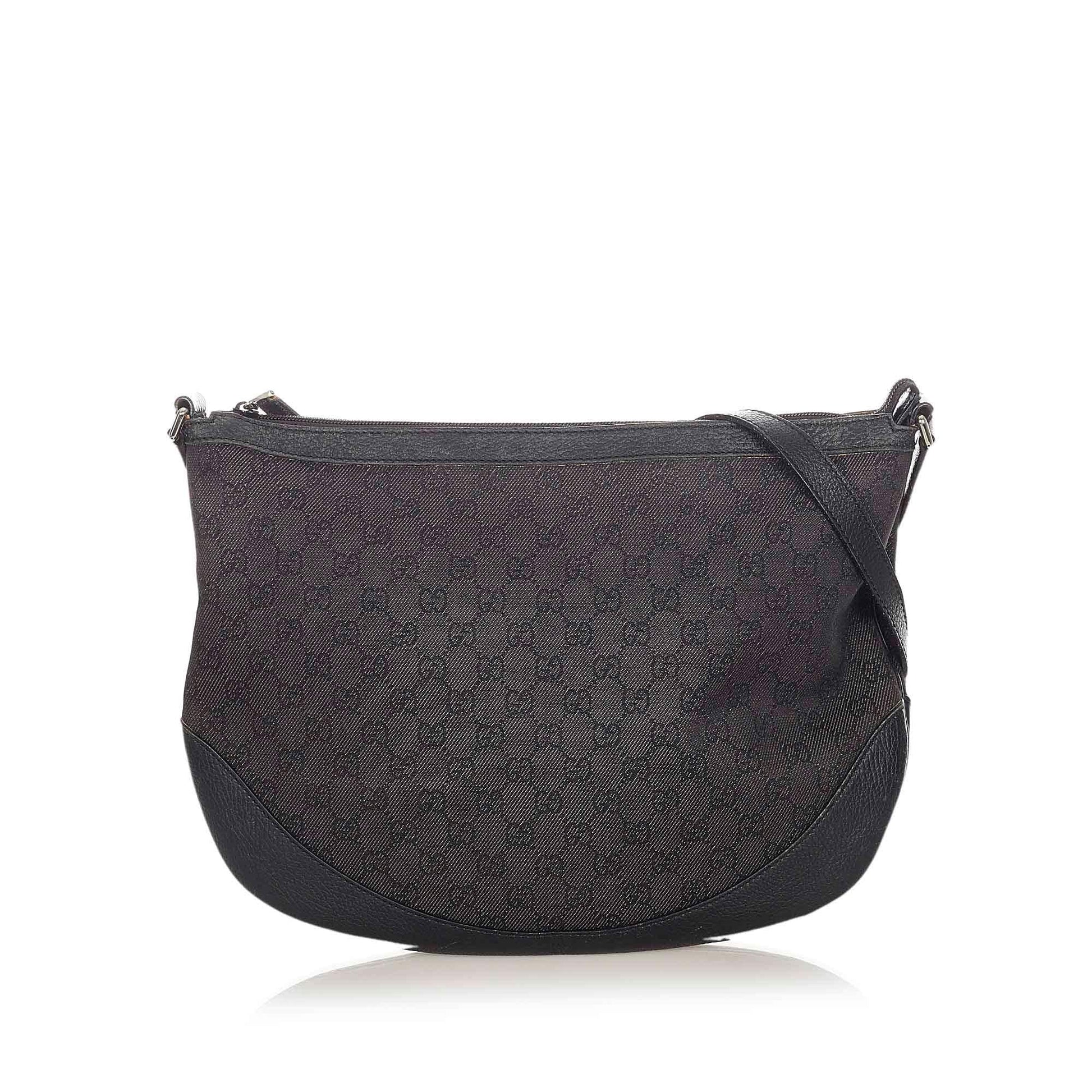 Gucci GG SHG Canvas Black Brown Crossbody Bag Bag Shg