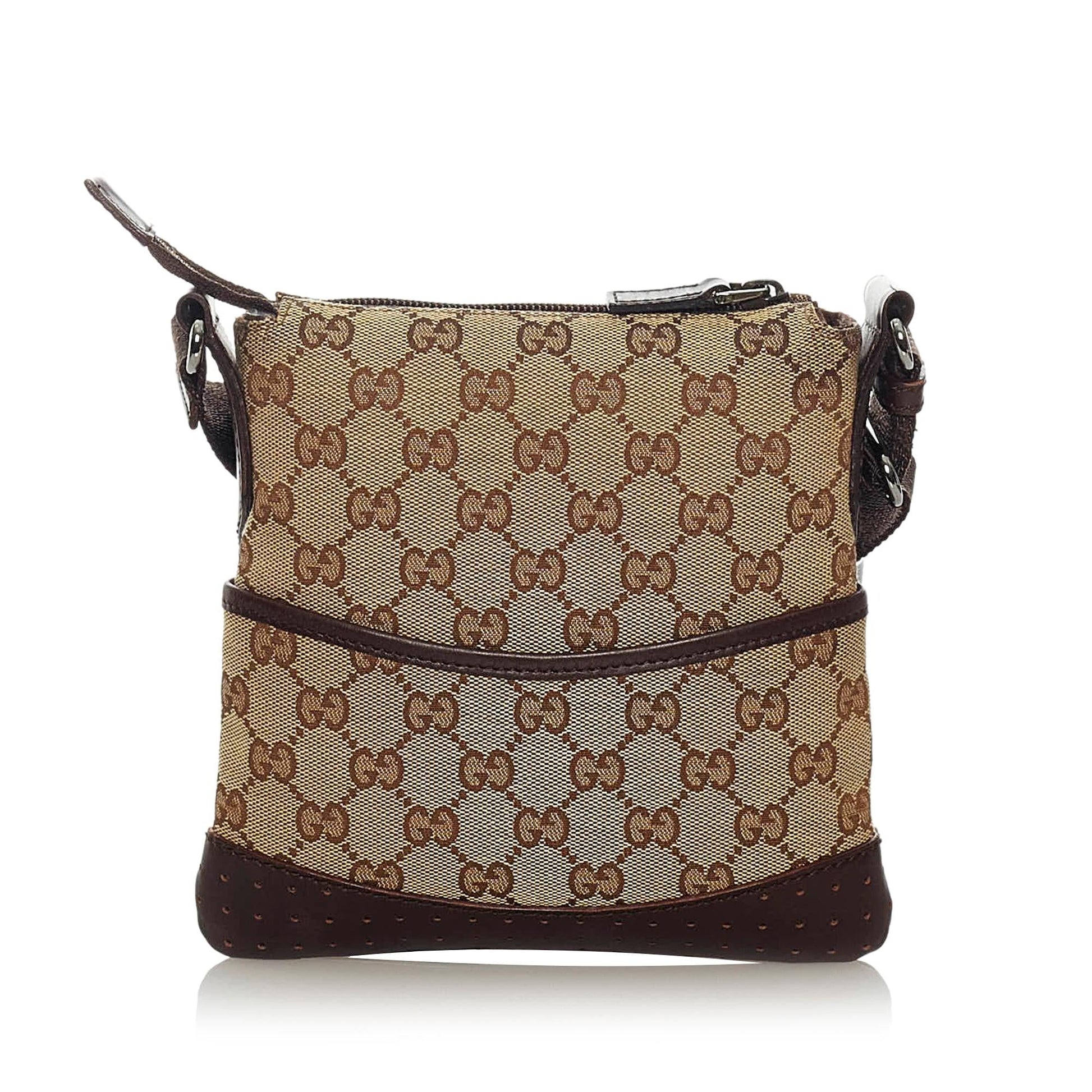 Gucci GG SHG Canvas Brown Blue Crossbody Bag