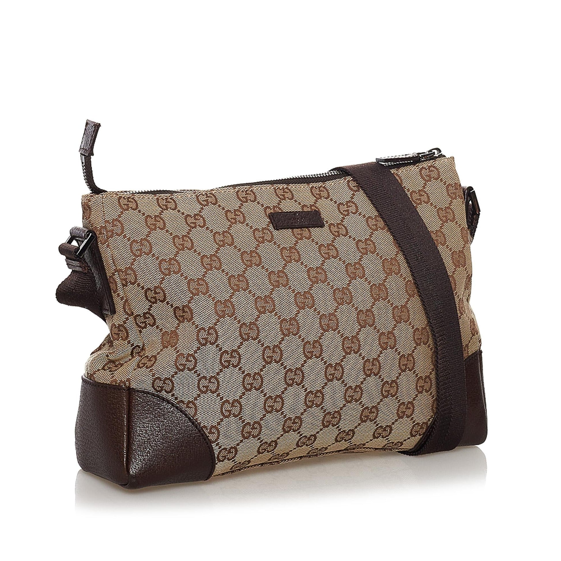 Gucci GG SHG Canvas Brown Crossbody Bag Bag Shg