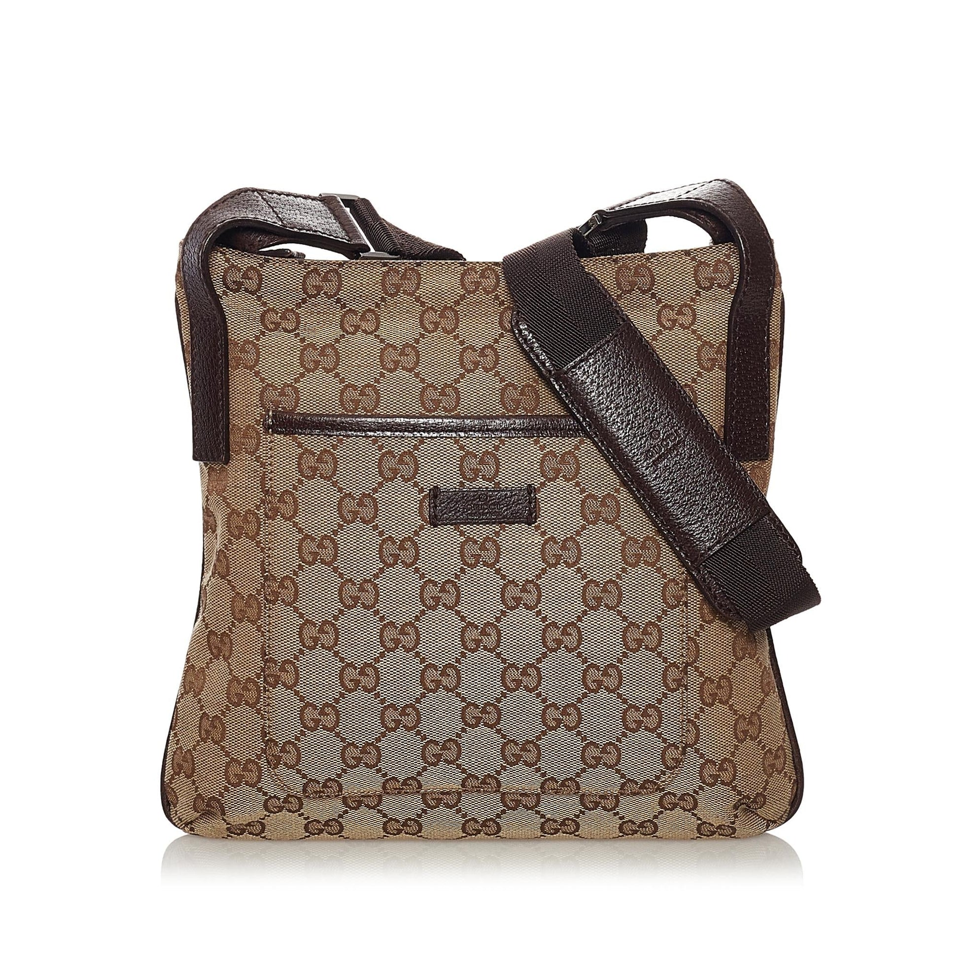 Gucci GG SHG Canvas Calf Brown Crossbody Bag