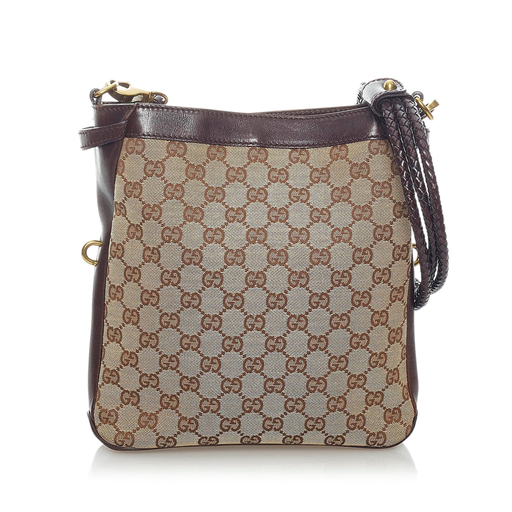 Gucci GG SHG Canvas Calf Brown Crossbody Bag 4