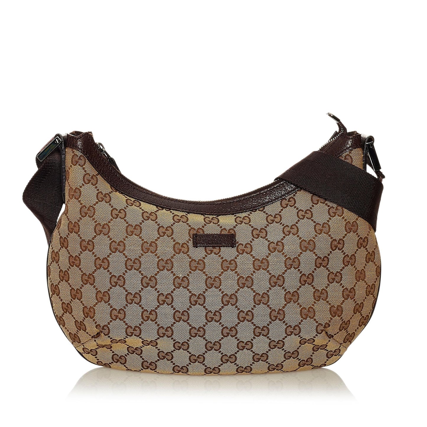 Gucci GG SHG Canvas Calf Brown Crossbody Bag Bag Shg