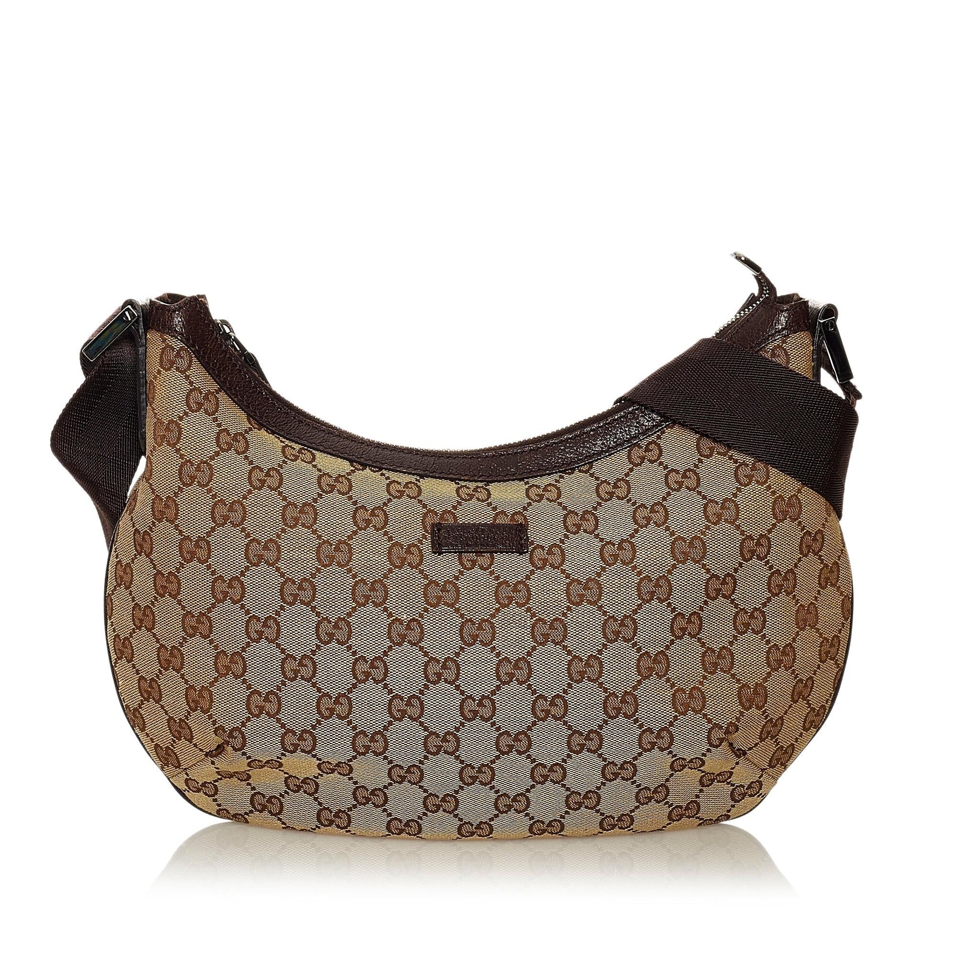 Gucci GG SHG Canvas Calf Brown Crossbody Bag Bag Shg