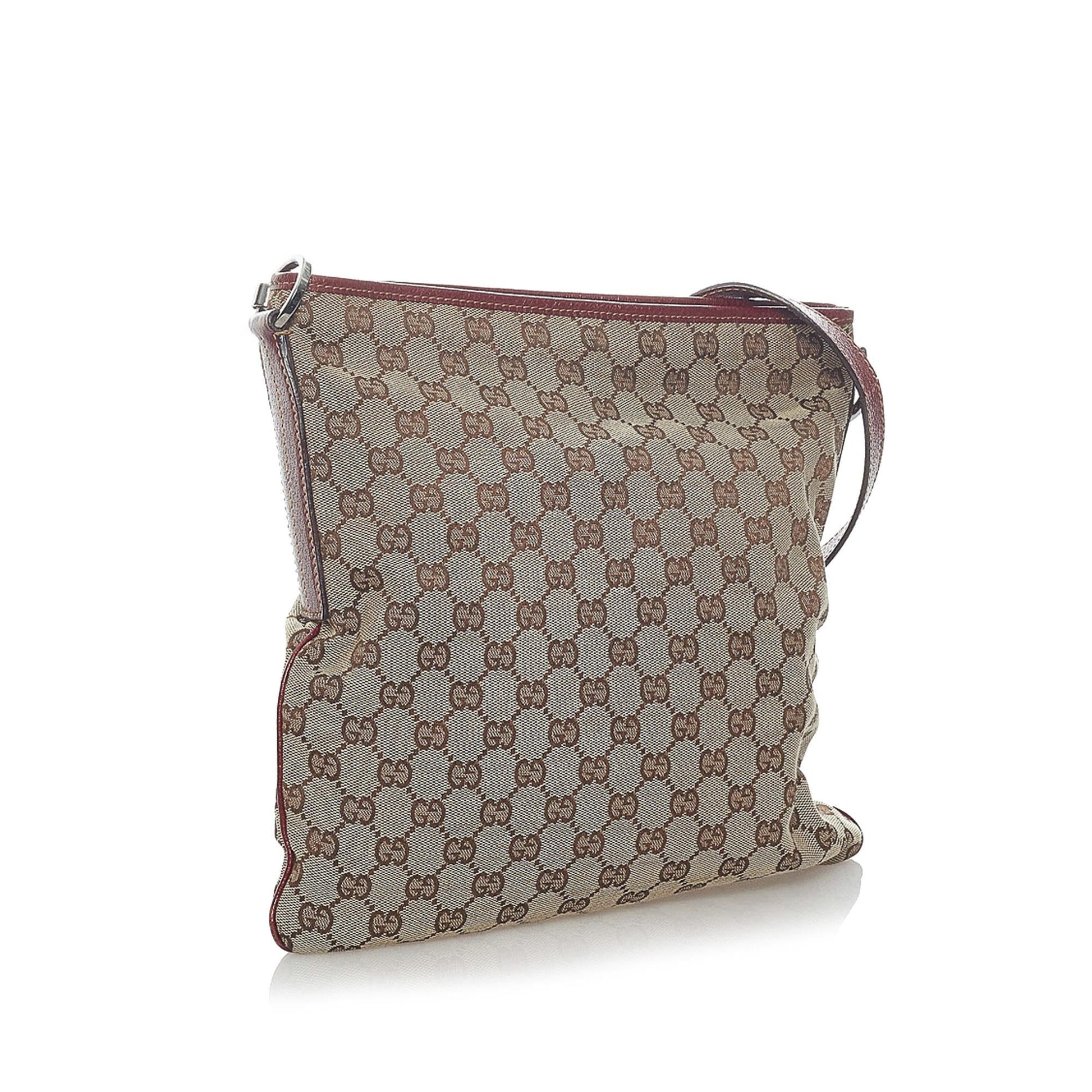 Gucci GG SHG Canvas Brown Red Crossbody Bag