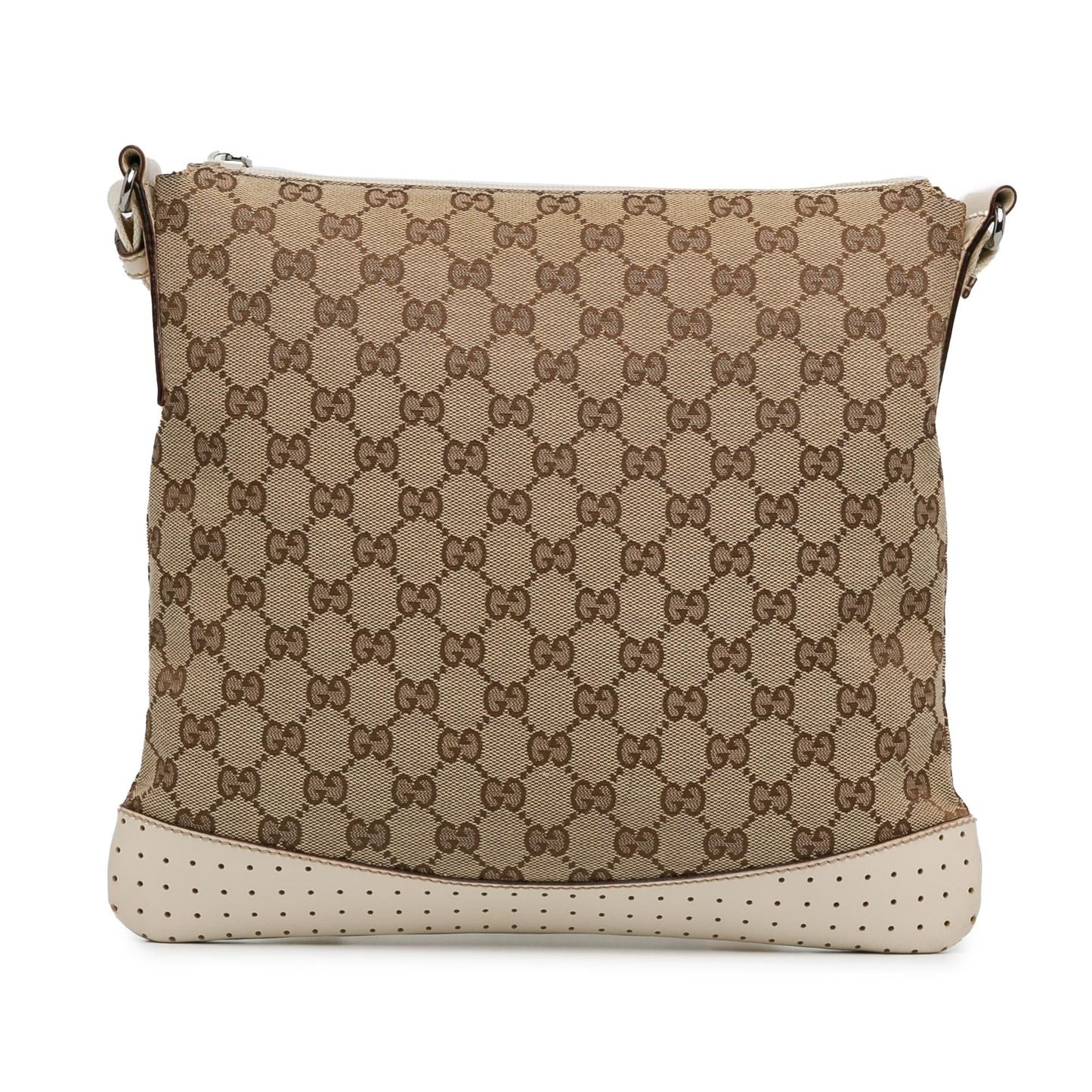 Gucci GG SHG-Ky3FIn Canvas Calf White Brown Crossbody Bag