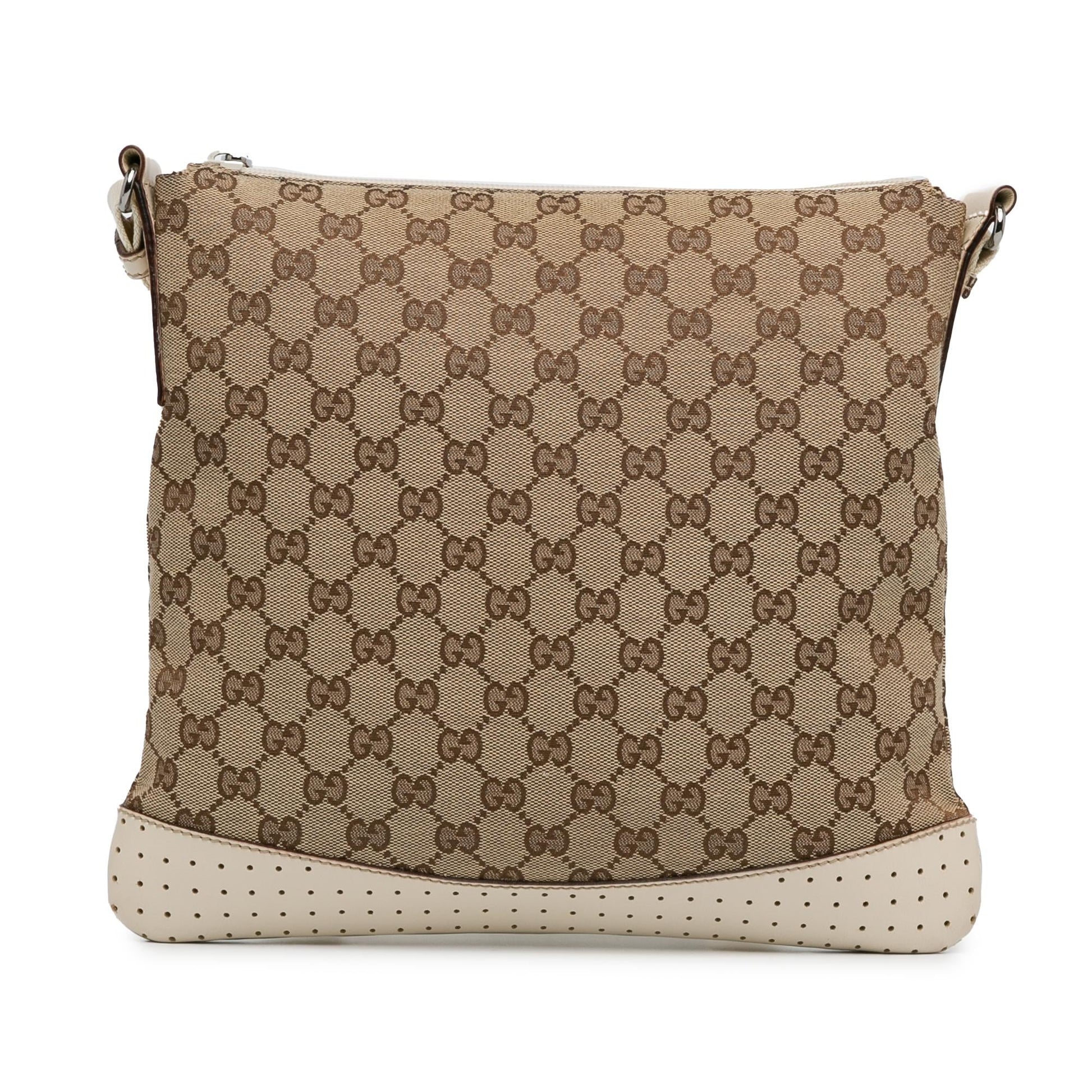 Gucci GG SHG-Ky3FIn Canvas Calf White Brown Crossbody Bag