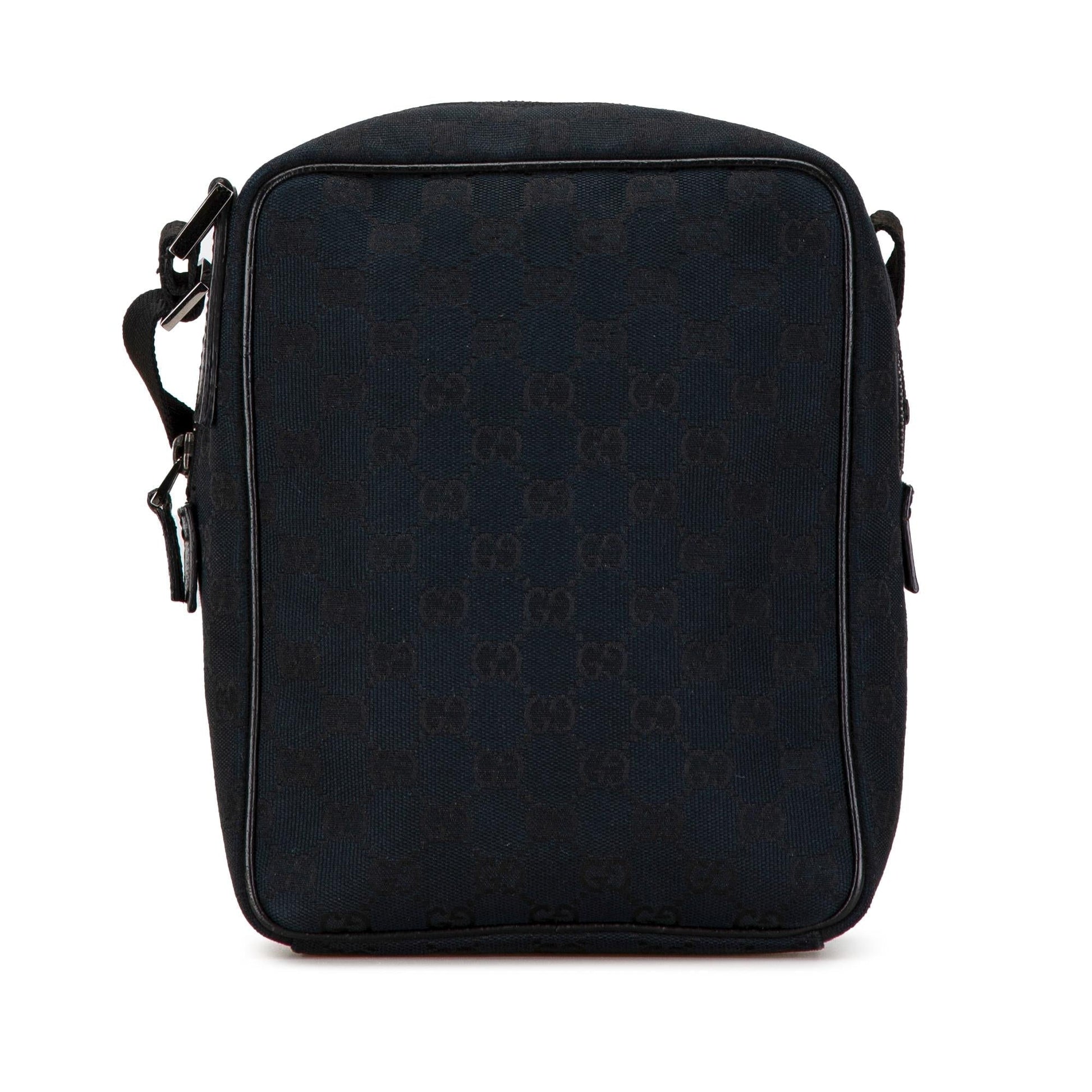 Gucci GG Canvas Calf Black Crossbody Bag Shg 62Yxq1
