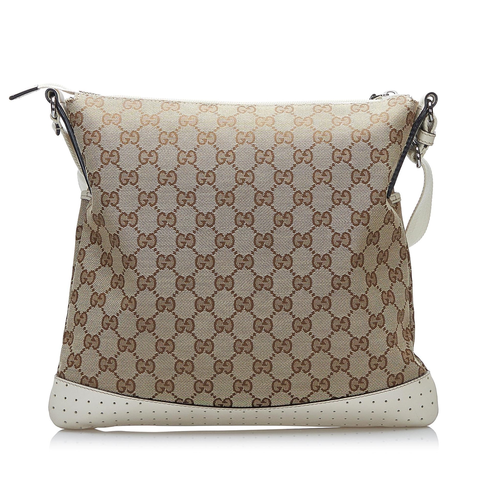 Gucci GG SHG Canvas White Brown Crossbody Bag