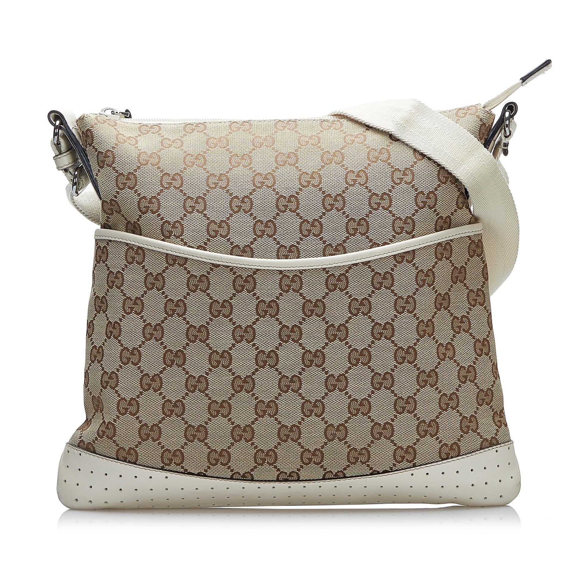 Gucci GG SHG Canvas White Brown Crossbody Bag