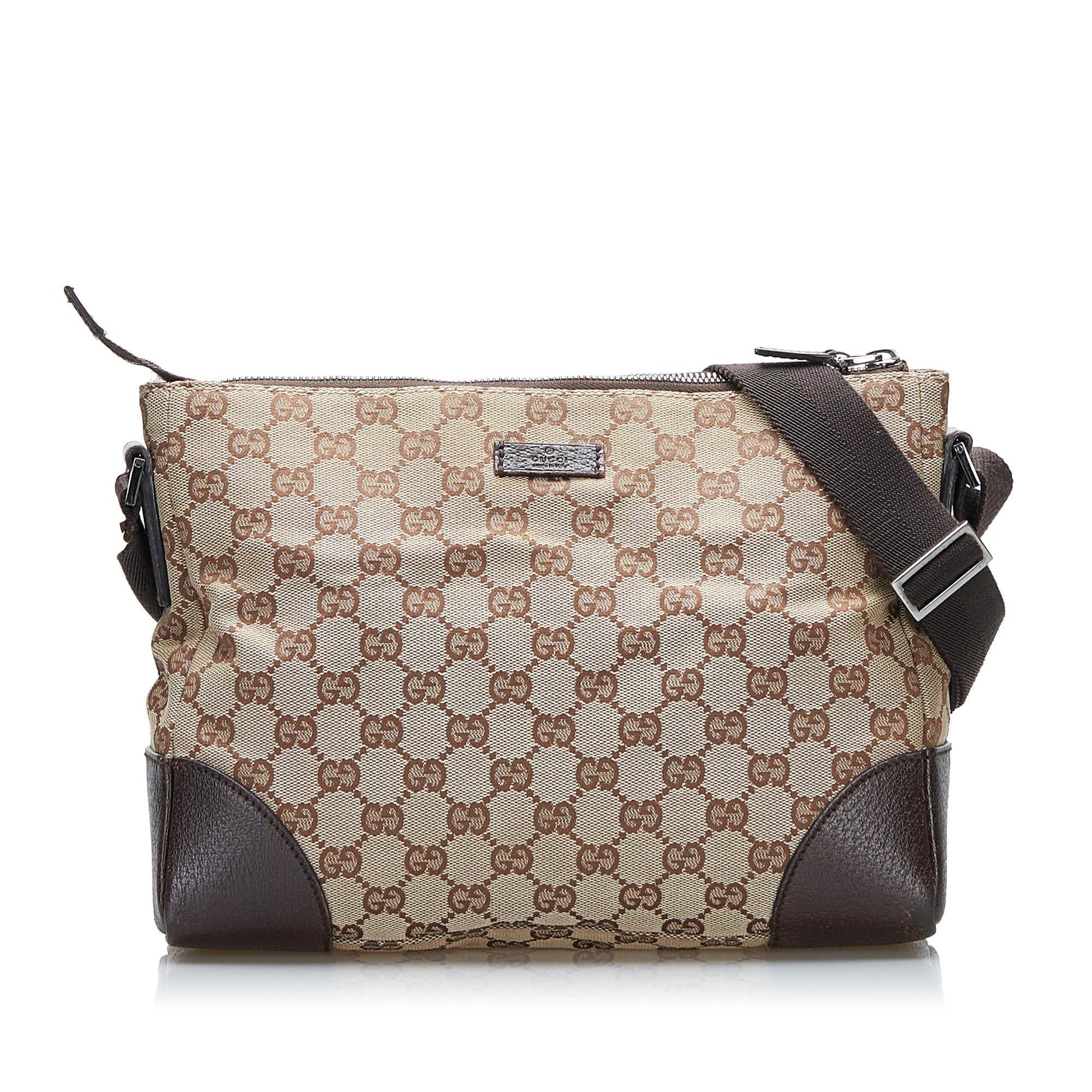 Gucci GG SHG-mbV2Qq Canvas Calf Brown Crossbody Bag