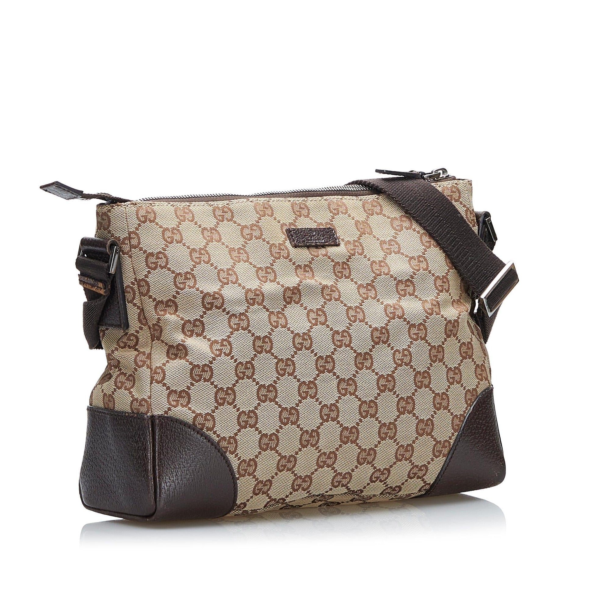 Gucci GG SHG-mbV2Qq Canvas Calf Brown Crossbody Bag