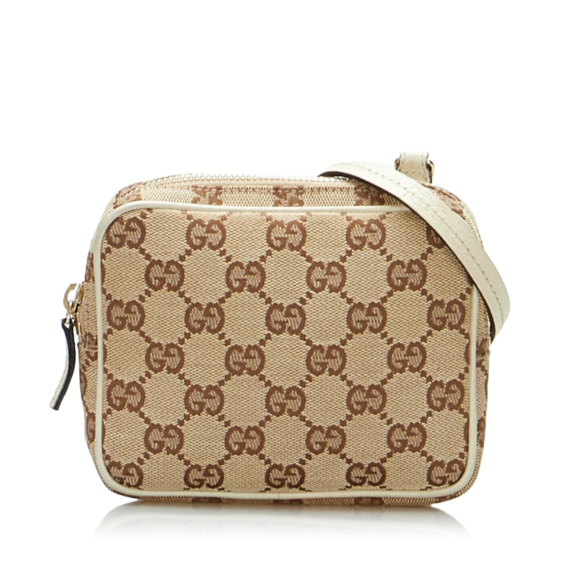Gucci GG SHG-RefS1k Canvas Calf White Brown Crossbody Bag