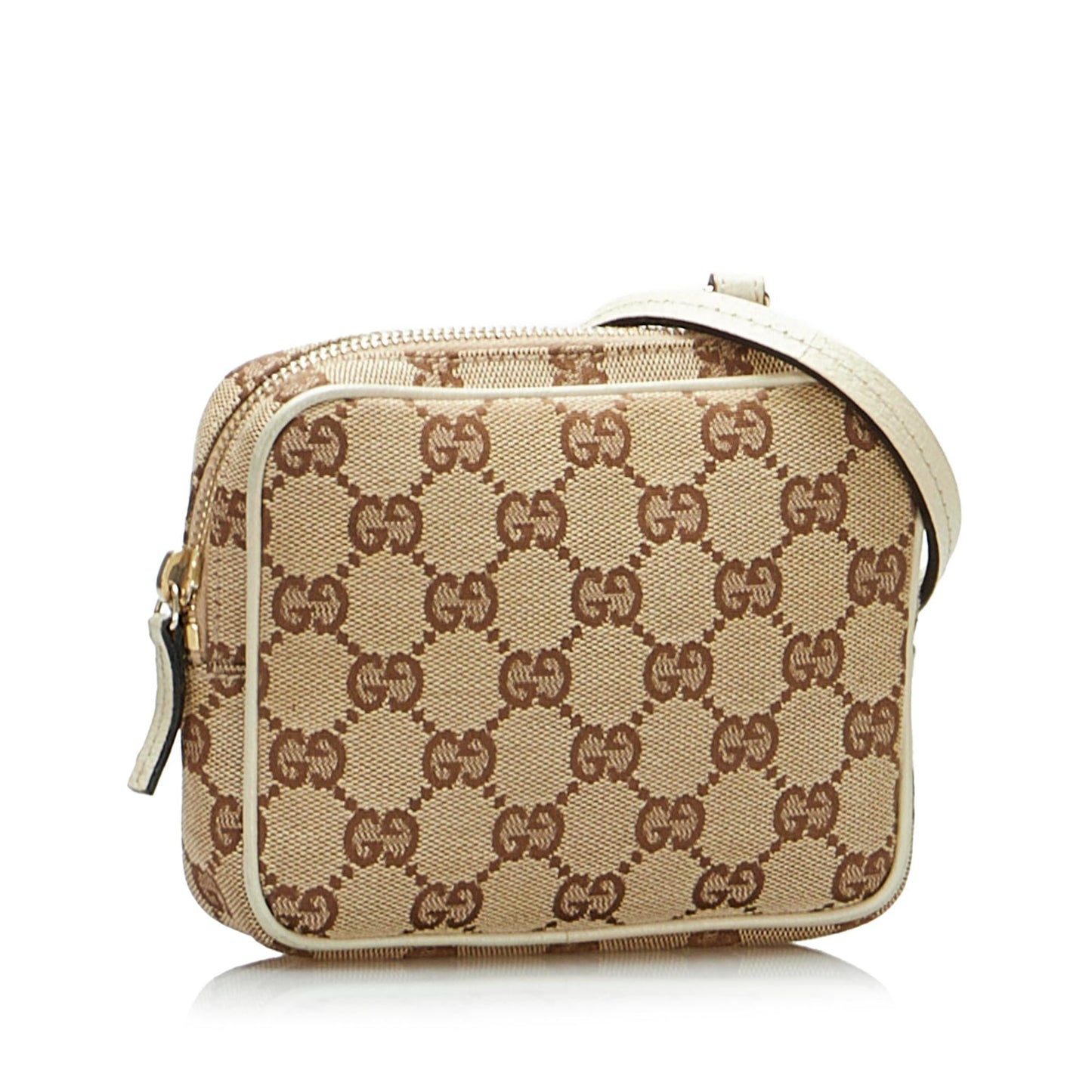 Gucci GG SHG-RefS1k Canvas Calf White Brown Crossbody Bag
