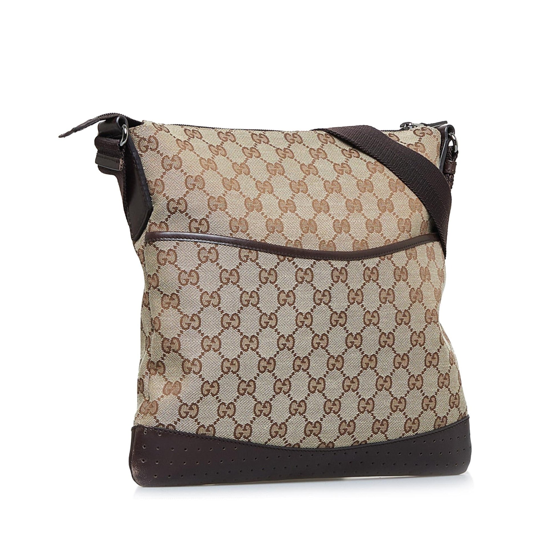 Gucci GG SHG-87k0HK Canvas Calf Brown Crossbody Bag