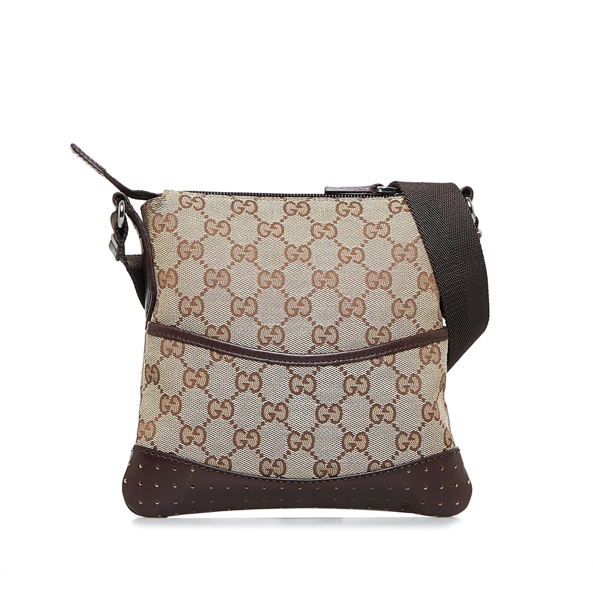 Gucci GG SHG-3LjGj8 Canvas Calf Brown Crossbody Bag