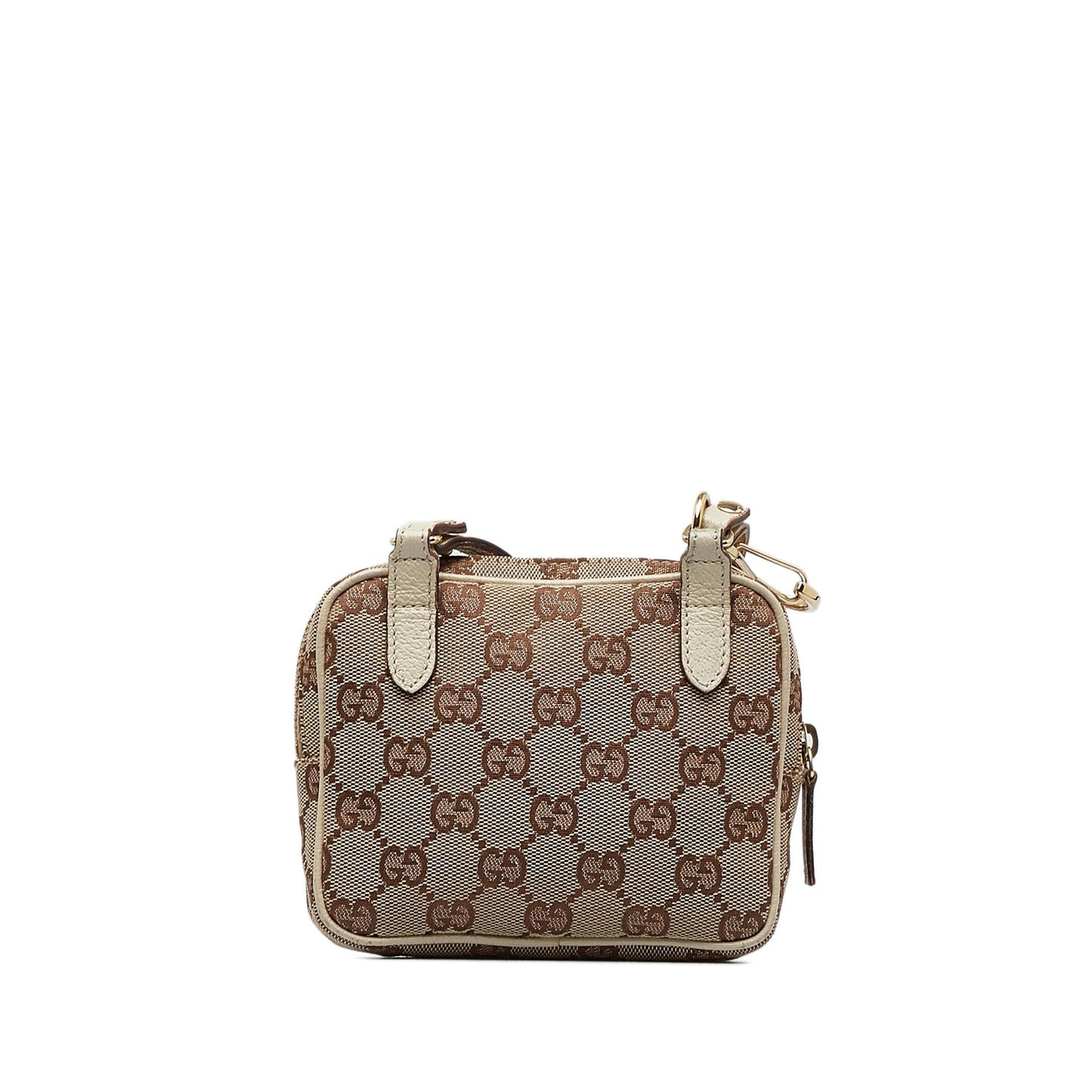 Gucci GG SHG-19hxZ1 Canvas Calf White Brown Crossbody Bag