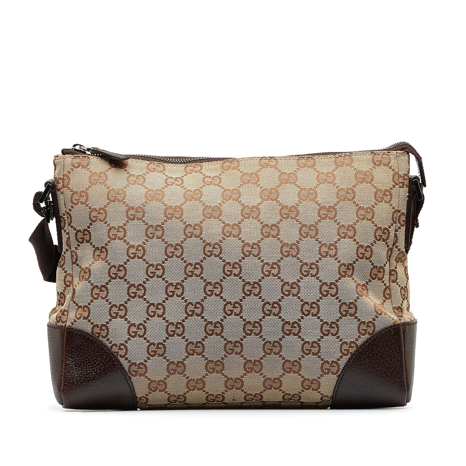 Gucci GG SHG-6ph10S Canvas Calf Brown Crossbody Bag