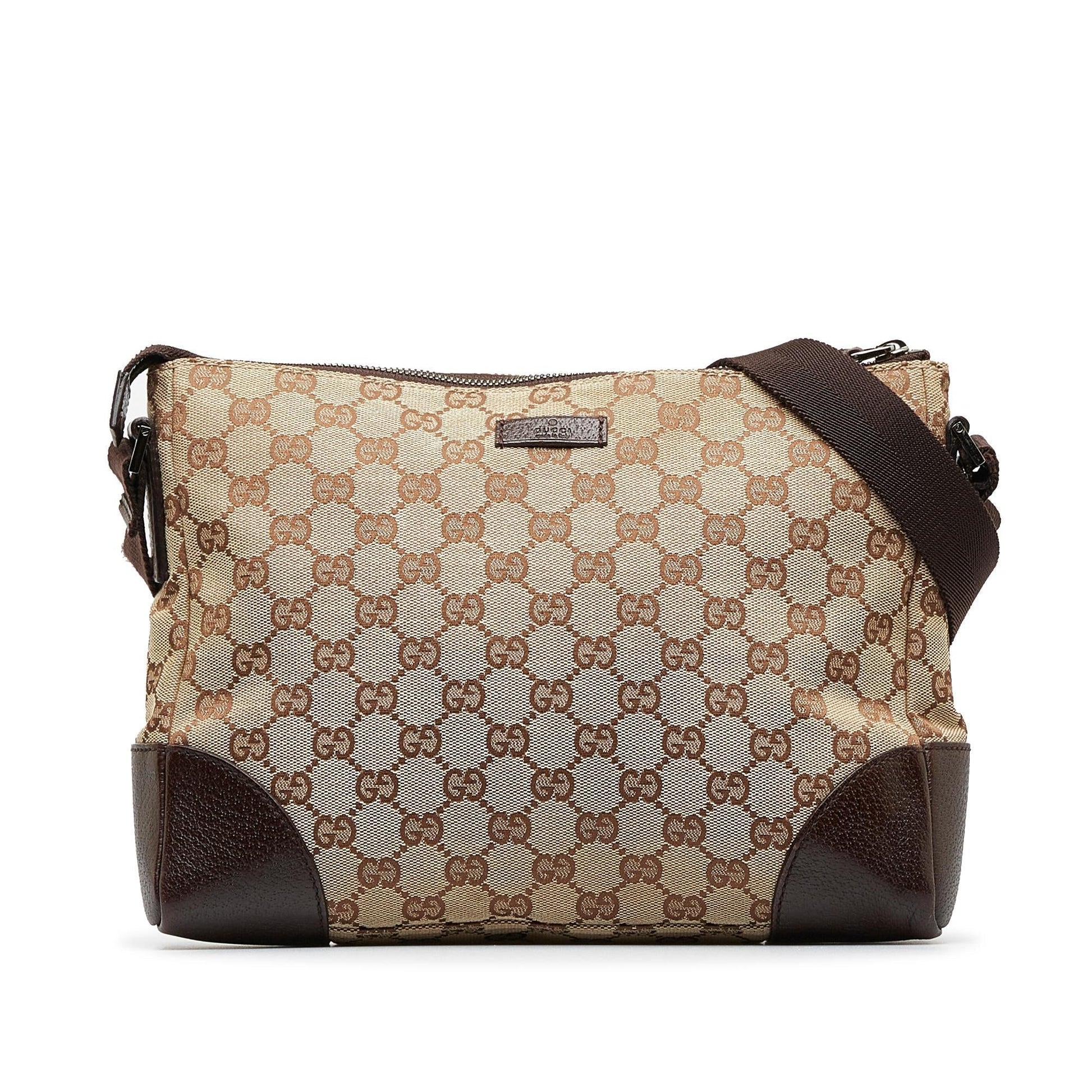 Gucci GG SHG-6ph10S Canvas Calf Brown Crossbody Bag