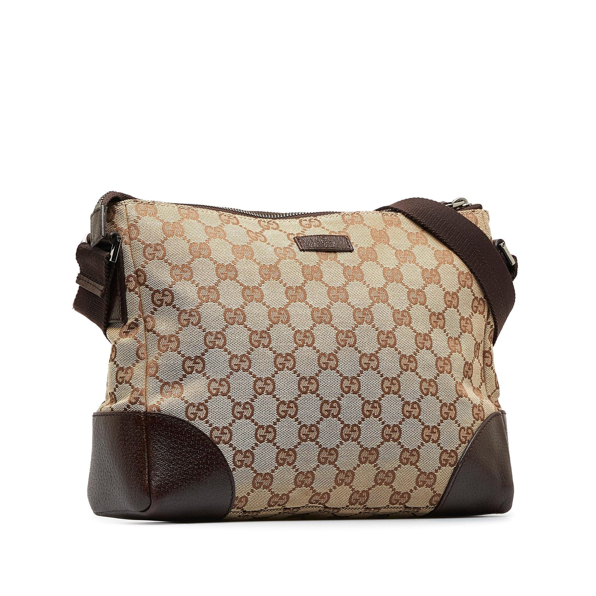Gucci GG SHG-6ph10S Canvas Calf Brown Crossbody Bag