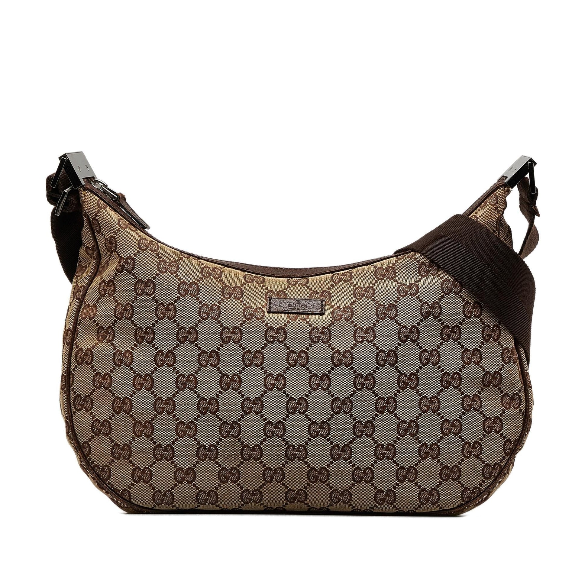 Gucci GG SHG-QJp6Hg Canvas Calf Brown Crossbody Bag