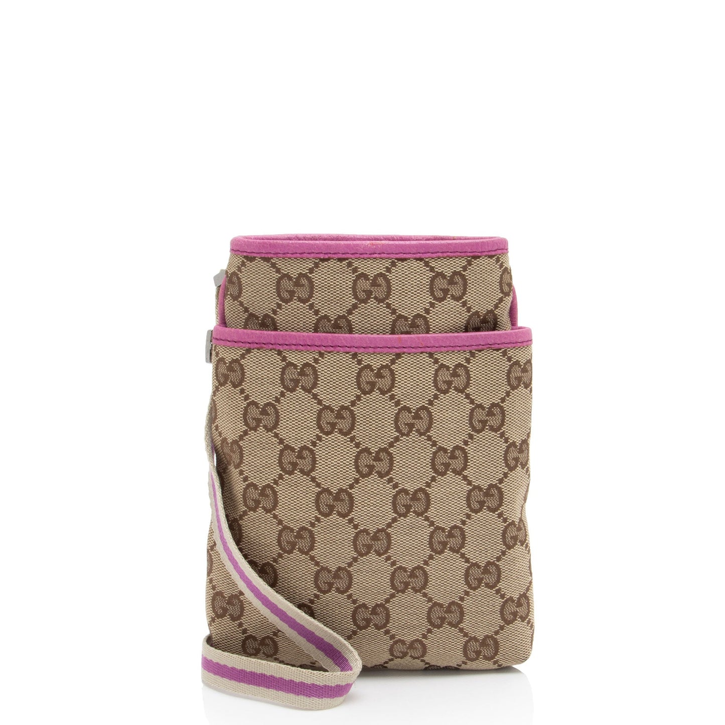 Gucci GG SHF-nkpS1M Leather Canvas Brown Beige Crossbody Bag