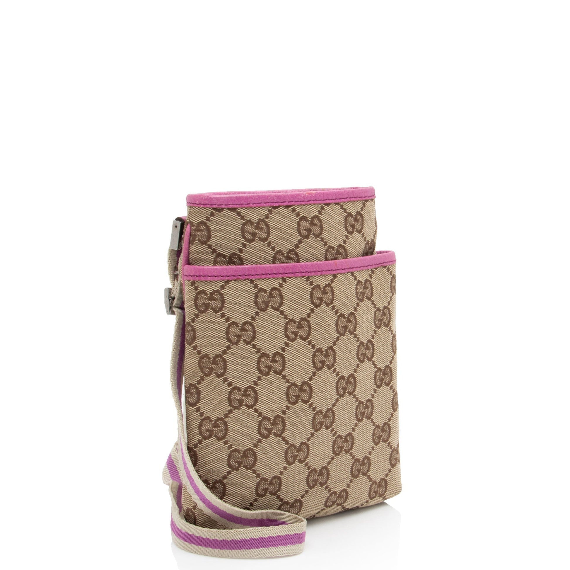 Gucci GG SHF-nkpS1M Leather Canvas Brown Beige Crossbody Bag