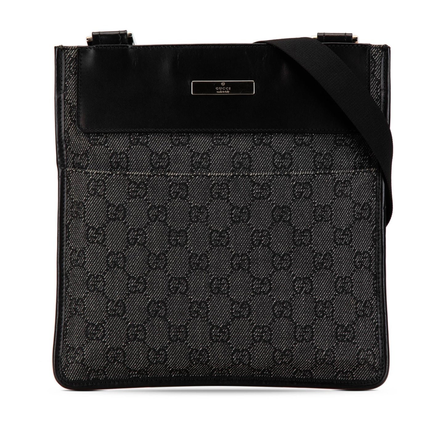 Gucci GG SHG-007SSs Canvas Calf Black Grey Crossbody Bag