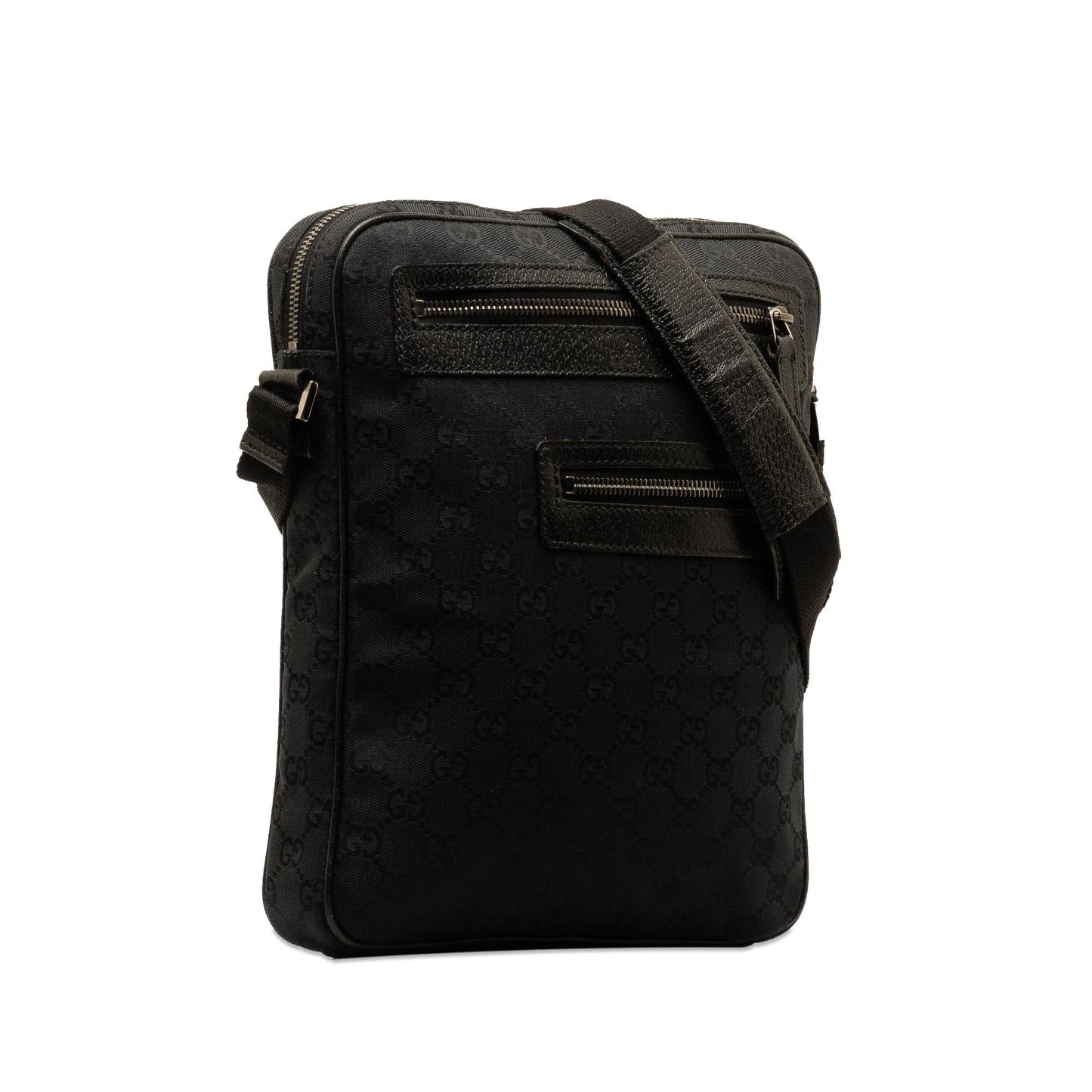 Gucci GG Canvas Calf Black Crossbody Bag Shg Tlggon