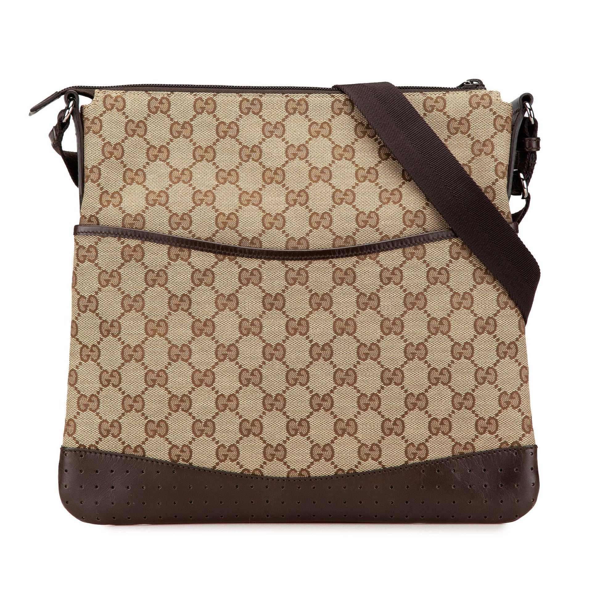 Gucci GG Canvas Calf Brown Crossbody Bag Canvas Crossbody