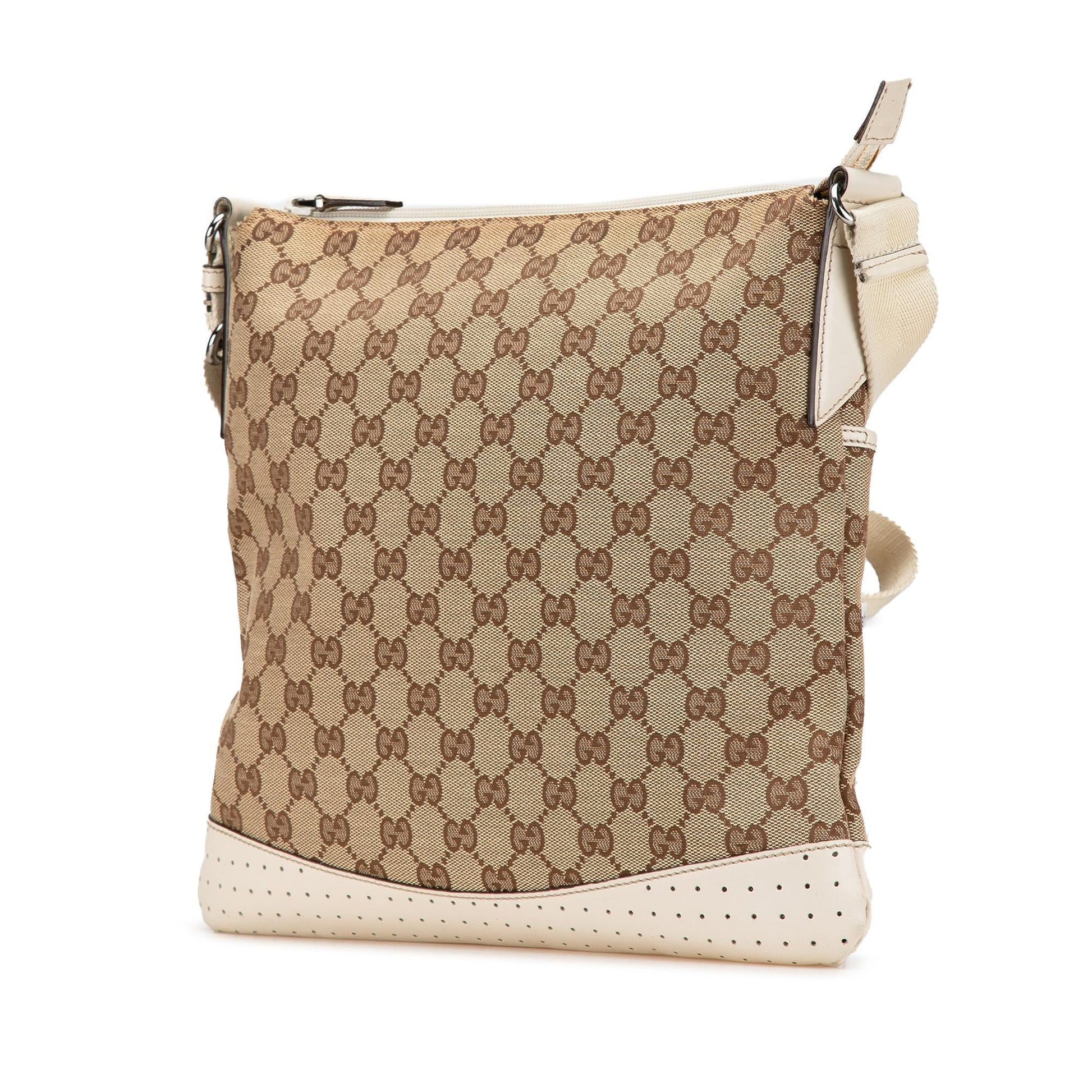 Gucci GG Canvas Calf White Brown Crossbody Bag Crossbody 6